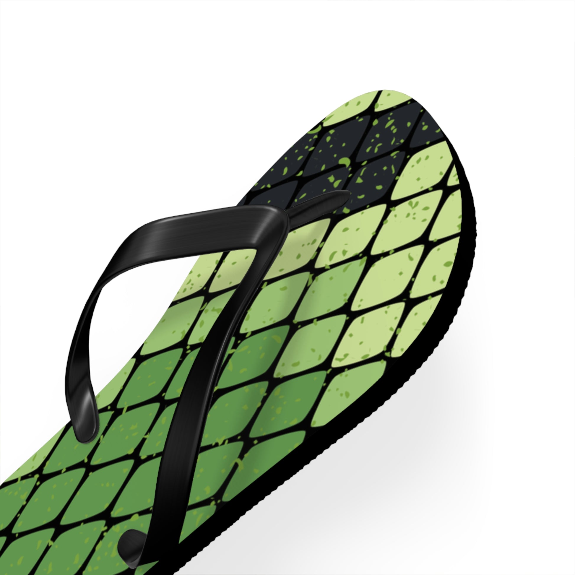 Snake Skin Green and Black Flip Flops, Artsulli - Art is Long, Life is Short, Shoes, , , , , , , 