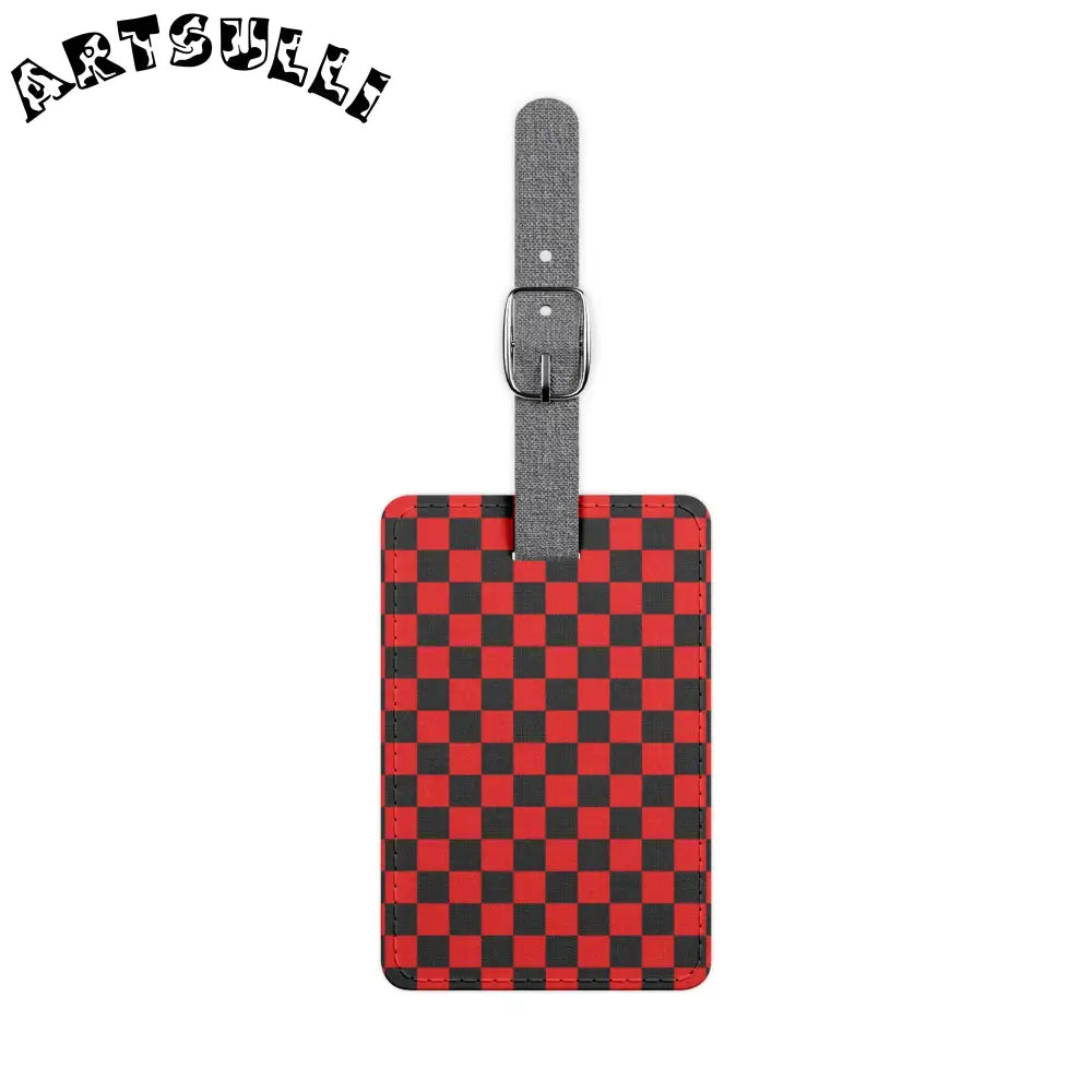 JAKKOUTTHEBXX Checkerboard Red and Black Saffiano Polyester Luggage