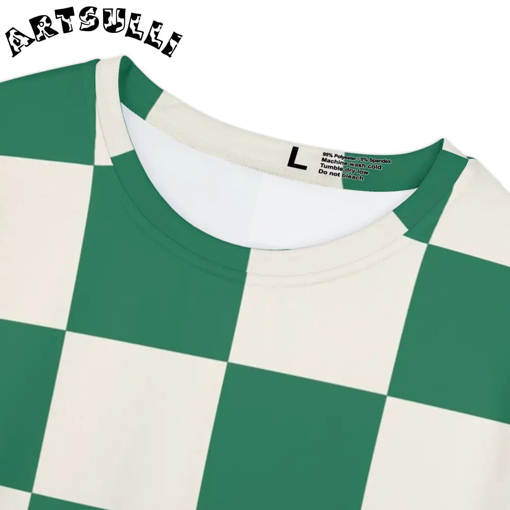 JAKKOUTTHEBXX Checkerboard Dark Green Women’s Short Sleeve Shirt