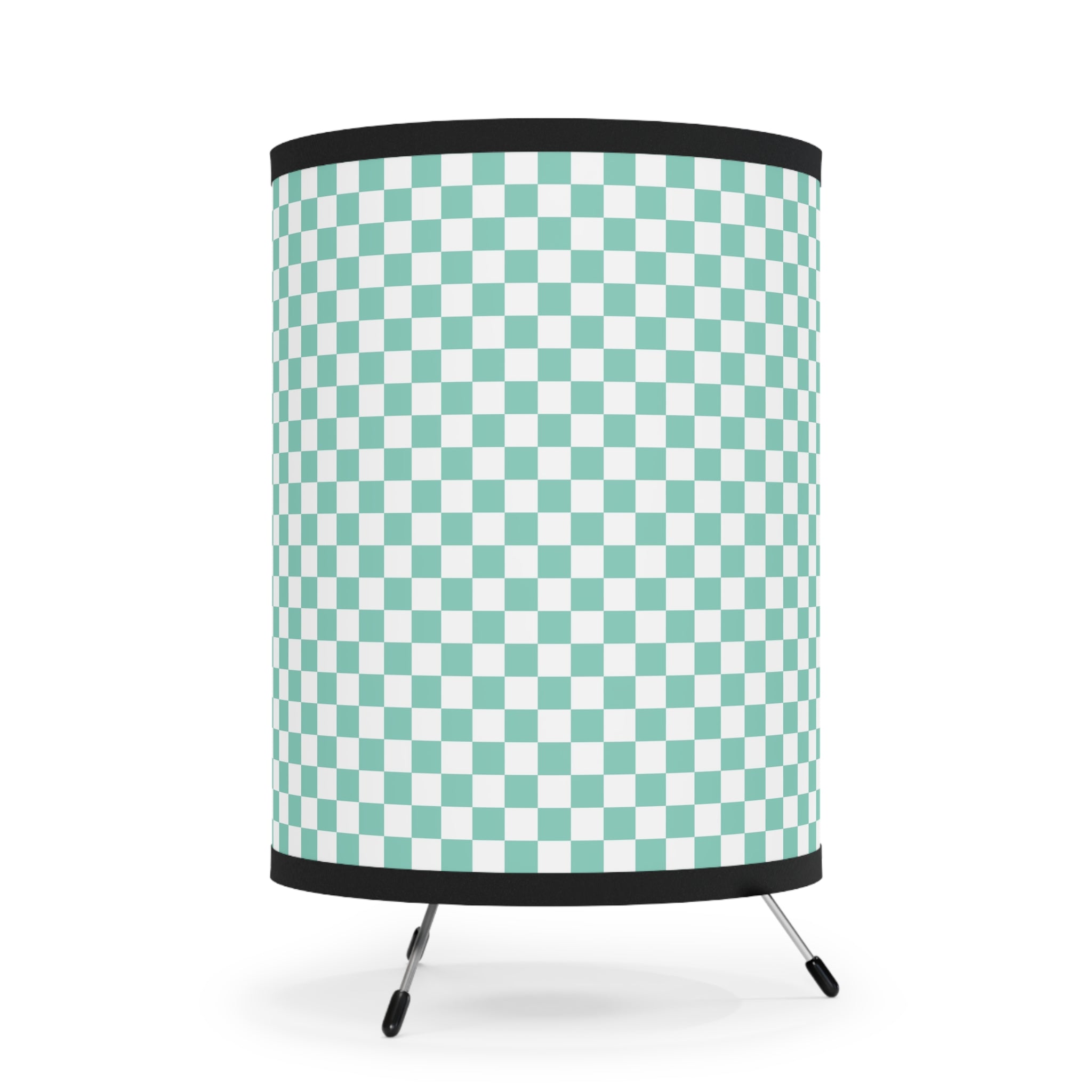 Checkerboard Light Green Tripod Lamp with High-Res Printed Shade, US\CA plug, Artsulli - Art is Long, Life is Short, Home Decor, , , , , , , 
