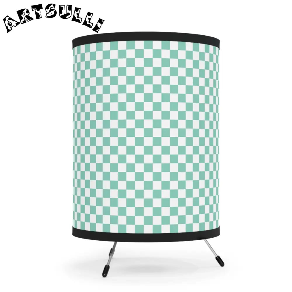 JAKKOUTTHEBXX Checkerboard Light Green Tripod Lamp with High-Res