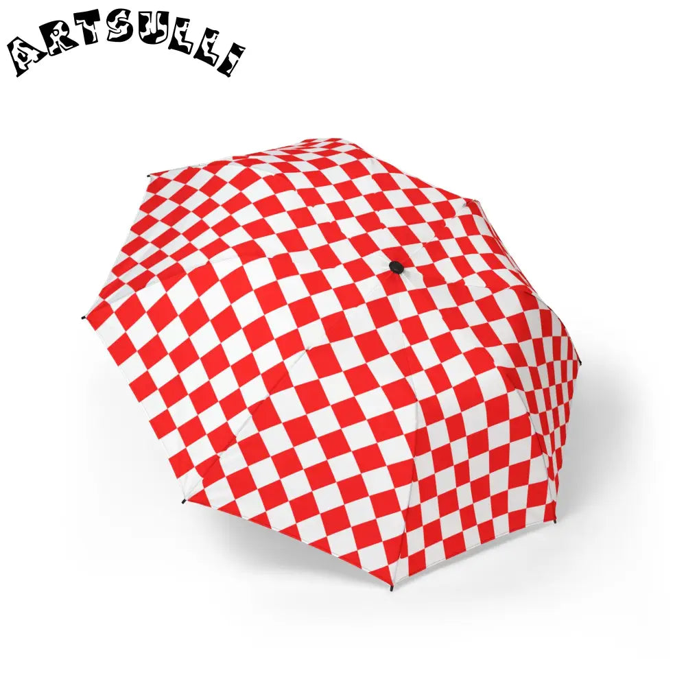 JAKKOUTTHEBXX Checkerboard II Red and White Semi-Automatic Foldable