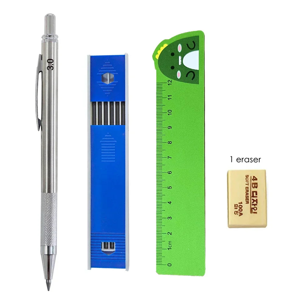 Buy The Best By Artsulli - Art is Long Life Short - Mechanical Pencil Set 3.0mm Full Metal Drawing Painting Automatic with Leads Office