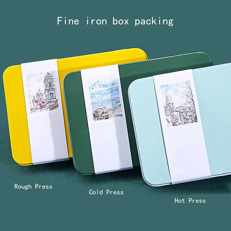 Potentate Watercolor Book Artist-grade Cotton A6 Rough-grained Watercolor Paper 300g Postcard Tin Box Travel Sketch Art Supplies