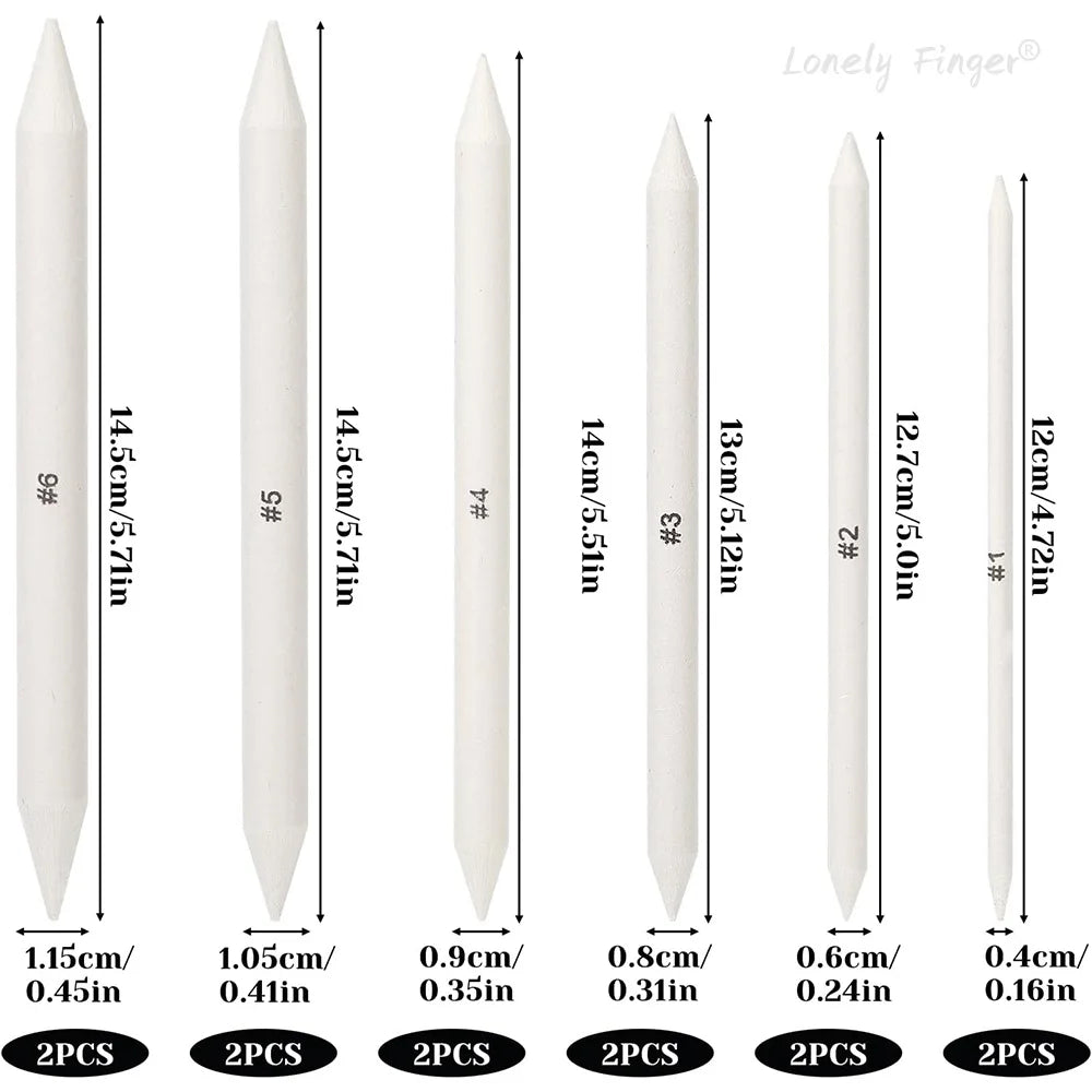 6/12 Pcs Blending Stumps, Paper Art Blenders, Drawing Pencils for Student Artist Charcoal Sketch Drawing Tools, Sketch Supplies
