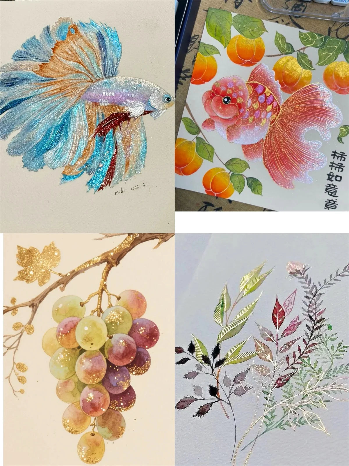 20 Colors Metal Watercolor Painting Set, Portable Box With Shiny Pearls Solid Watercolor Painting, And Art Supplies, Watercolor