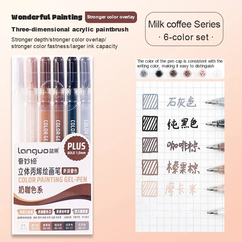 Buy The Best By Artsulli - Art is Long Life Short - Languo Three-Dimensional Effect Acrylic Painting Gel Pens Set 1.0mm Tip Kawaii