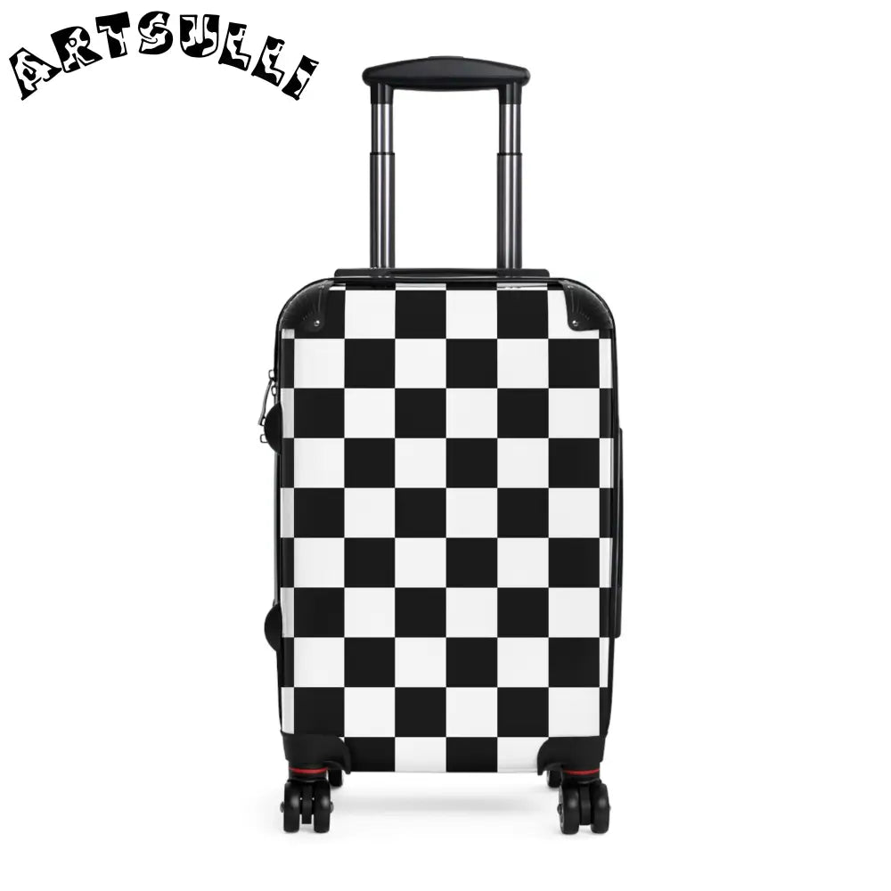 JAKKOUTTHEBXX Checkerboard Black and White Suitcase JAKKOUTTHEBXX