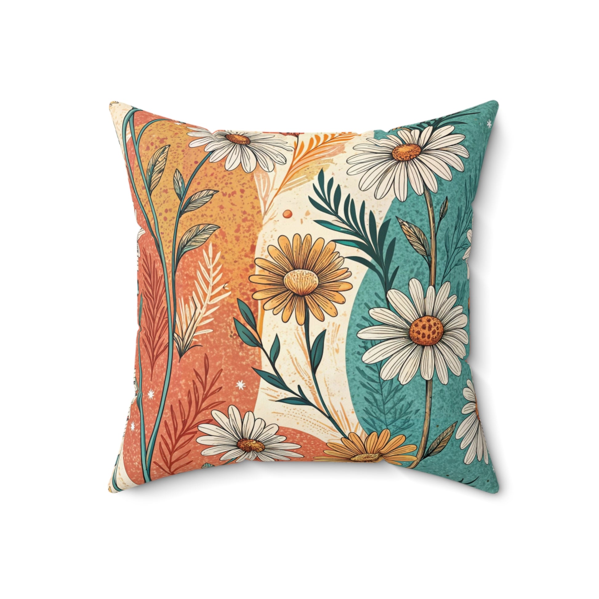 Retro Daisy Dream Spun Polyester Square Pillow, Artsulli - Art is Long, Life is Short, Home Decor, , , , , , , 