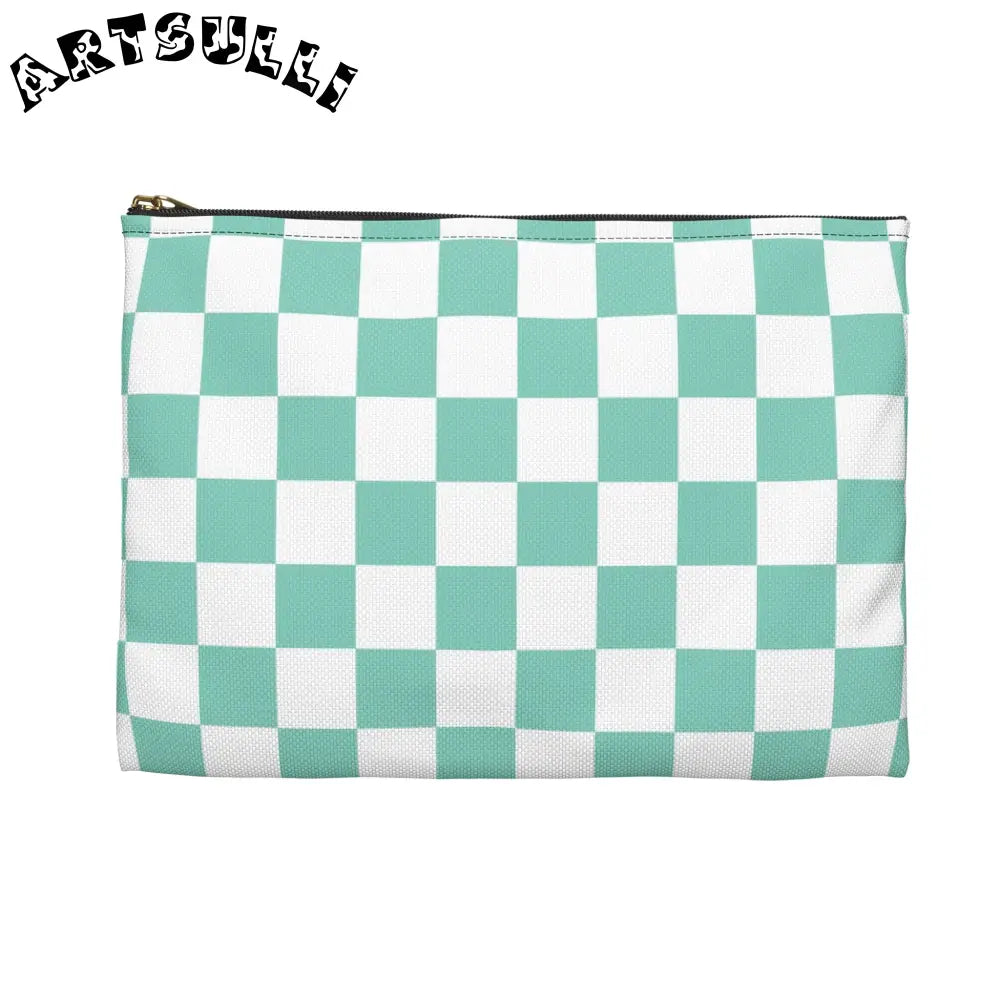 JAKKOUTTHEBXX Checkerboard Light Green Accessory Pouch JAKKOUTTHEBXX