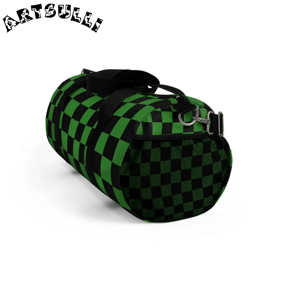 JAKKOUTTHEBXX Checkerboard Green and Black Duffel Bag JAKKOUTTHEBXX