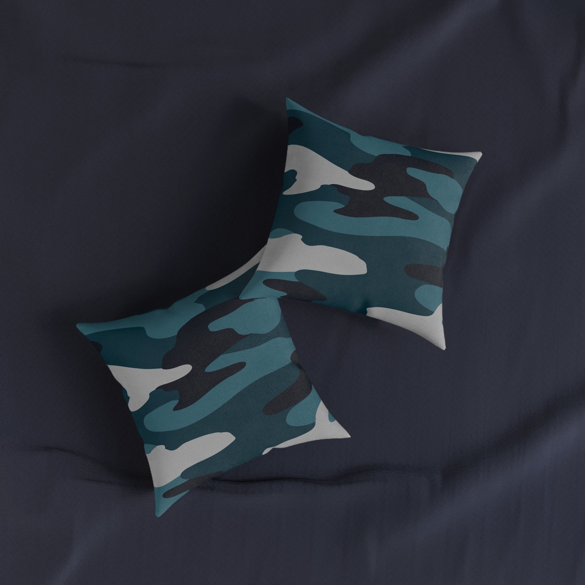Blue Camouflage Square Pillow, Artsulli - Art is Long, Life is Short, Home Decor, , , , , , , 