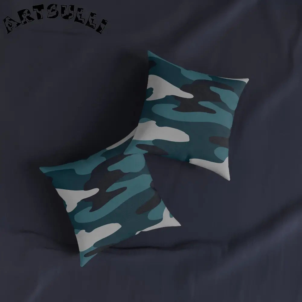 JAKKOUTTHEBXX Blue Camouflage Square Pillow JAKKOUTTHEBXX Artsulli