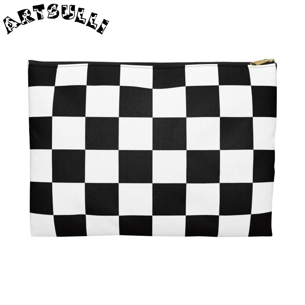 JAKKOUTTHEBXX Checkerboard Black and White Accessory Pouch