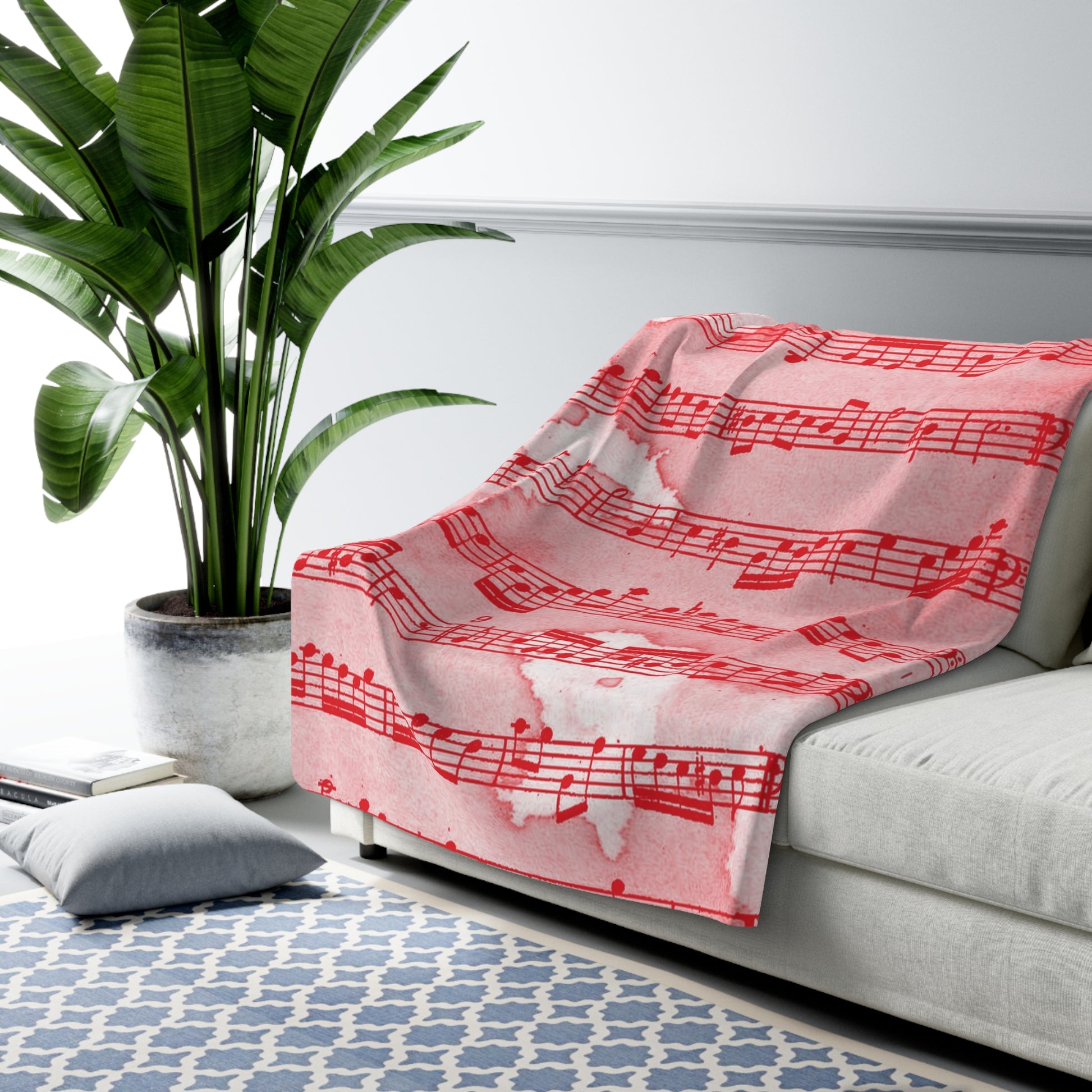 Drip Spill Type Beat Sheet Music Red Sherpa Fleece Blanket, Artsulli - Art is Long, Life is Short, Home Decor, , , , , , , 