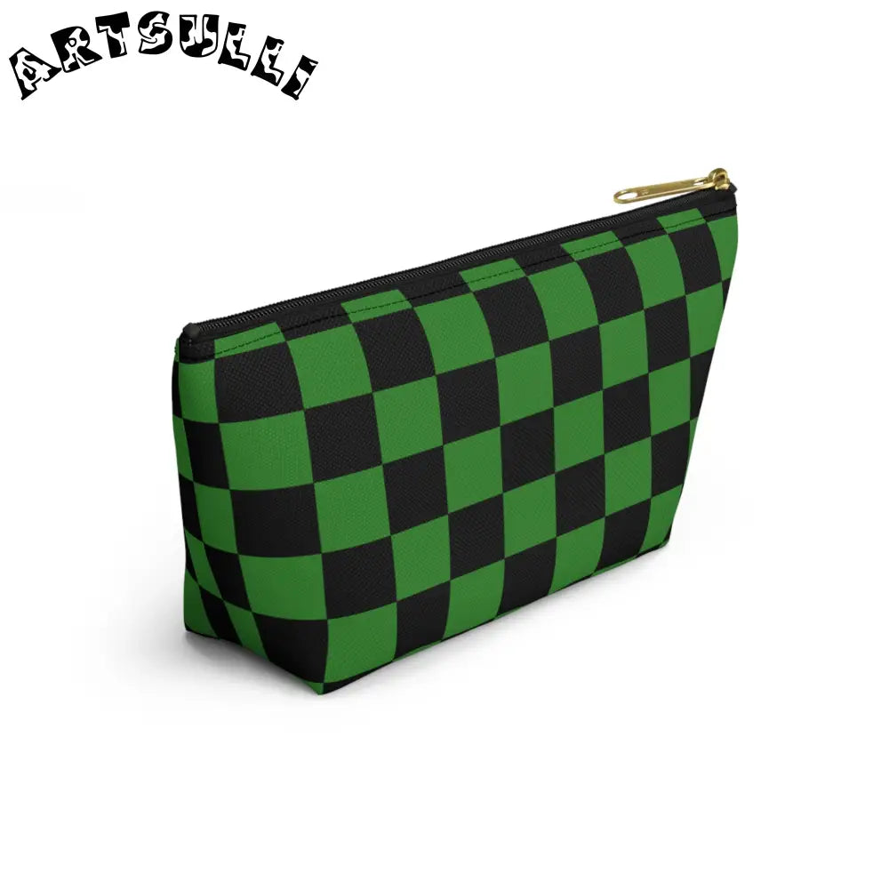 JAKKOUTTHEBXX Checkerboard Green and Black Accessory Pouch w