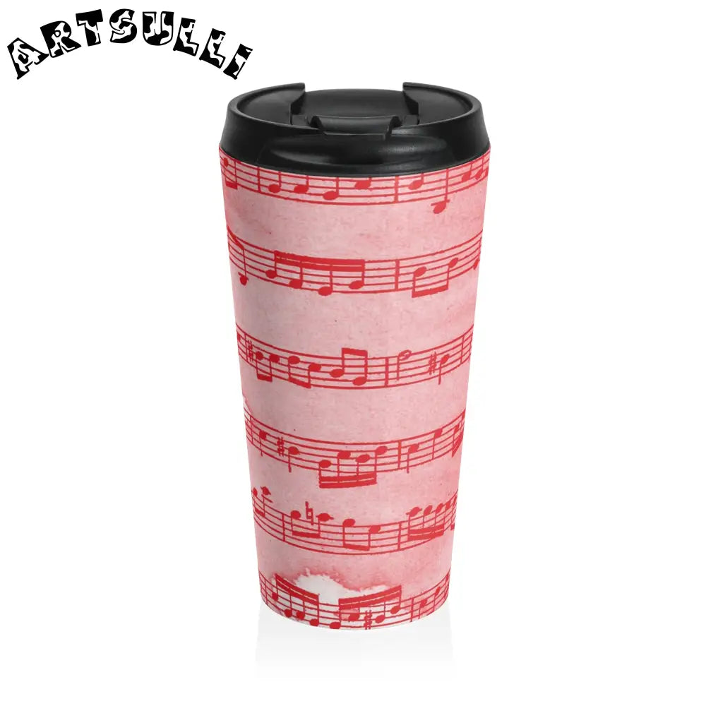 JAKKOUTTHEBXX Pink Musical Notes Stainless Steel Travel Mug 2025