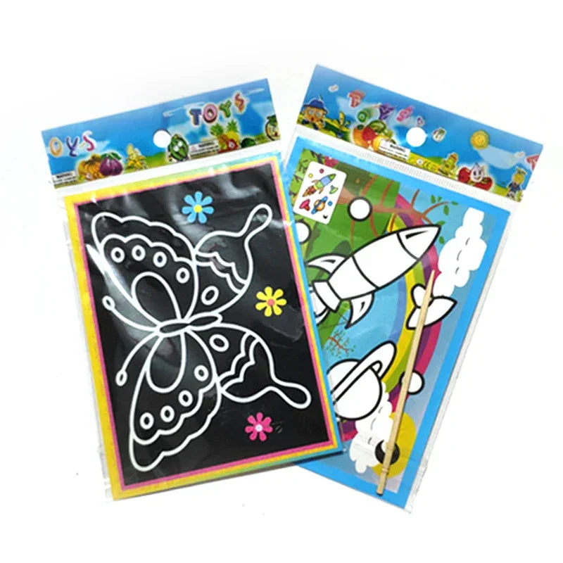 Buy The Best By Artsulli - Art is Long Life Short - 10pcs Children Scratch Painting Colorful Drawing Toys DIY Paper Cartoon Supplies