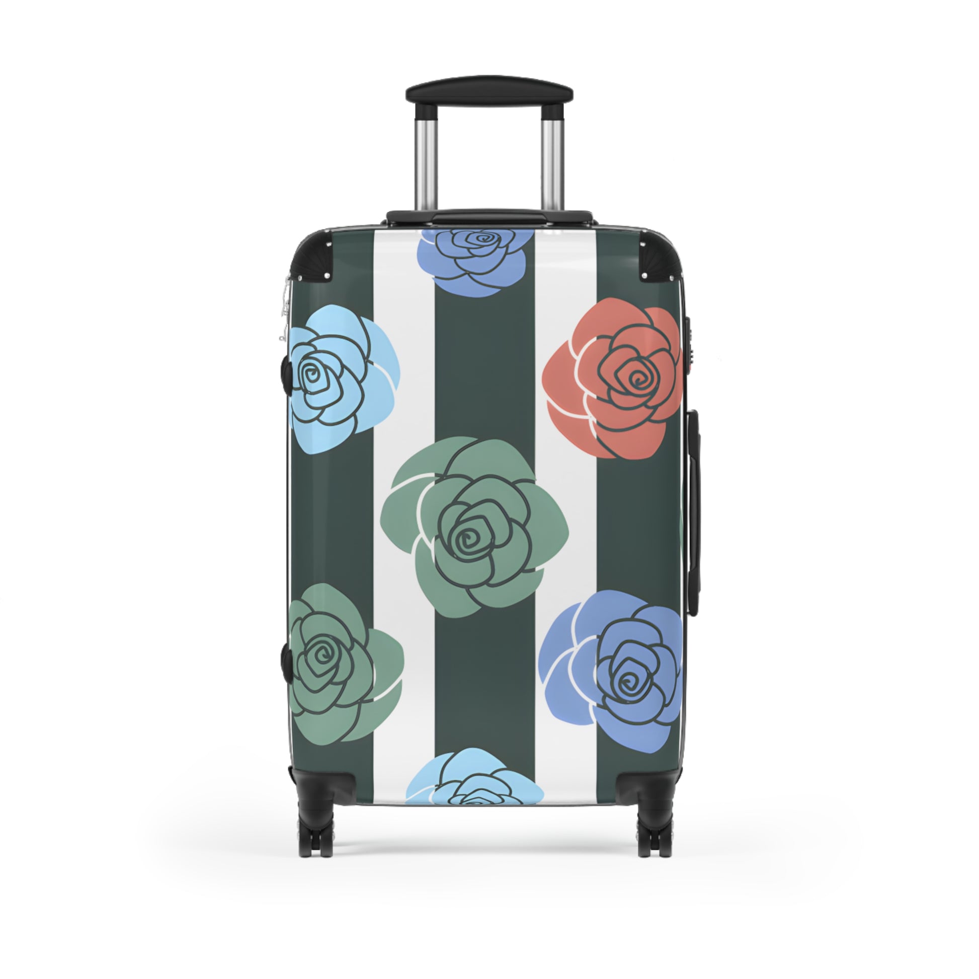 Stripes x Roses Black and White Suitcase, Artsulli - Art is Long, Life is Short, Bags, Size, Medium, Color, Black, , , 11753065371338