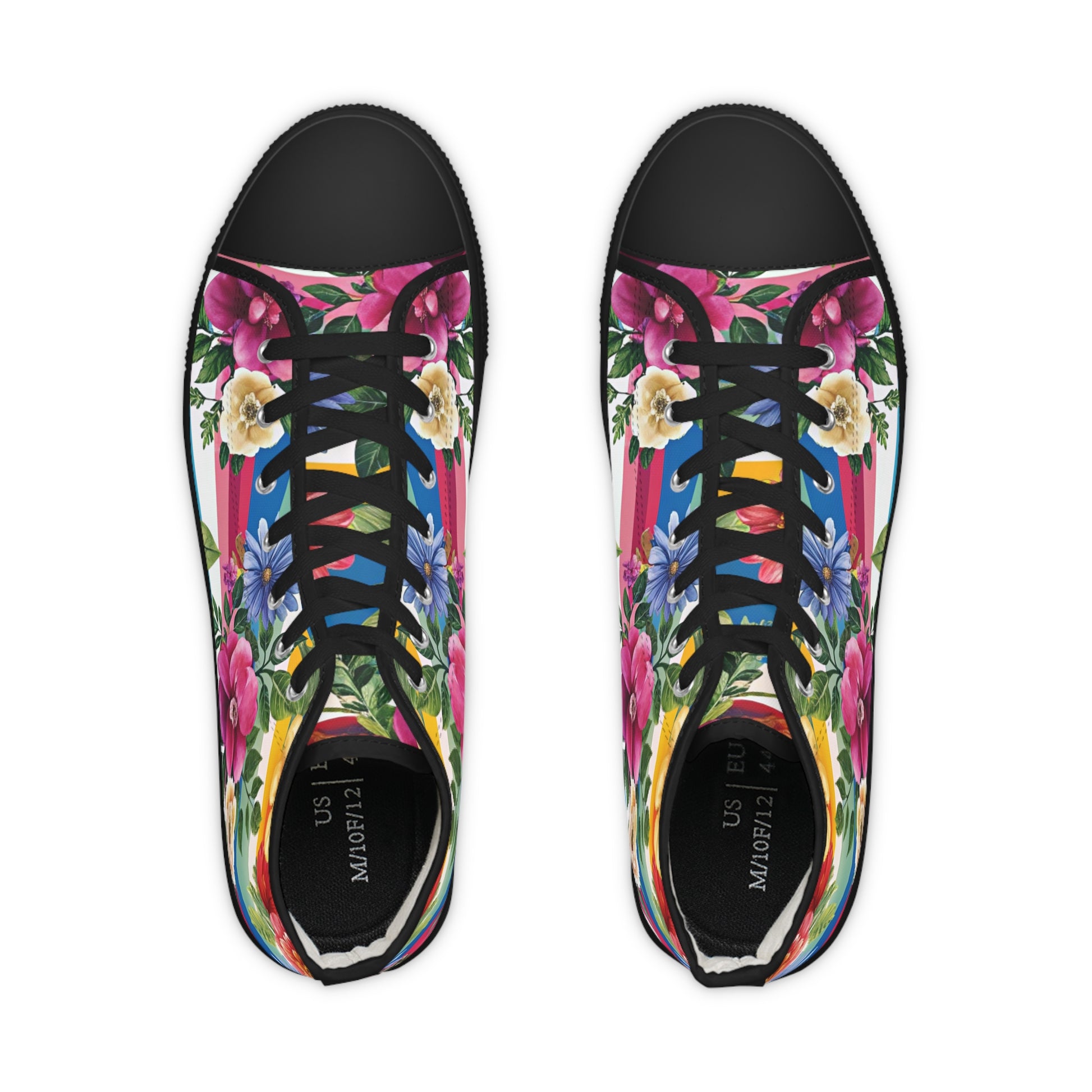 Floral Stripe 4K II Men's High Top Sneakers, Artsulli - Art is Long, Life is Short, Shoes, , , , , , , 