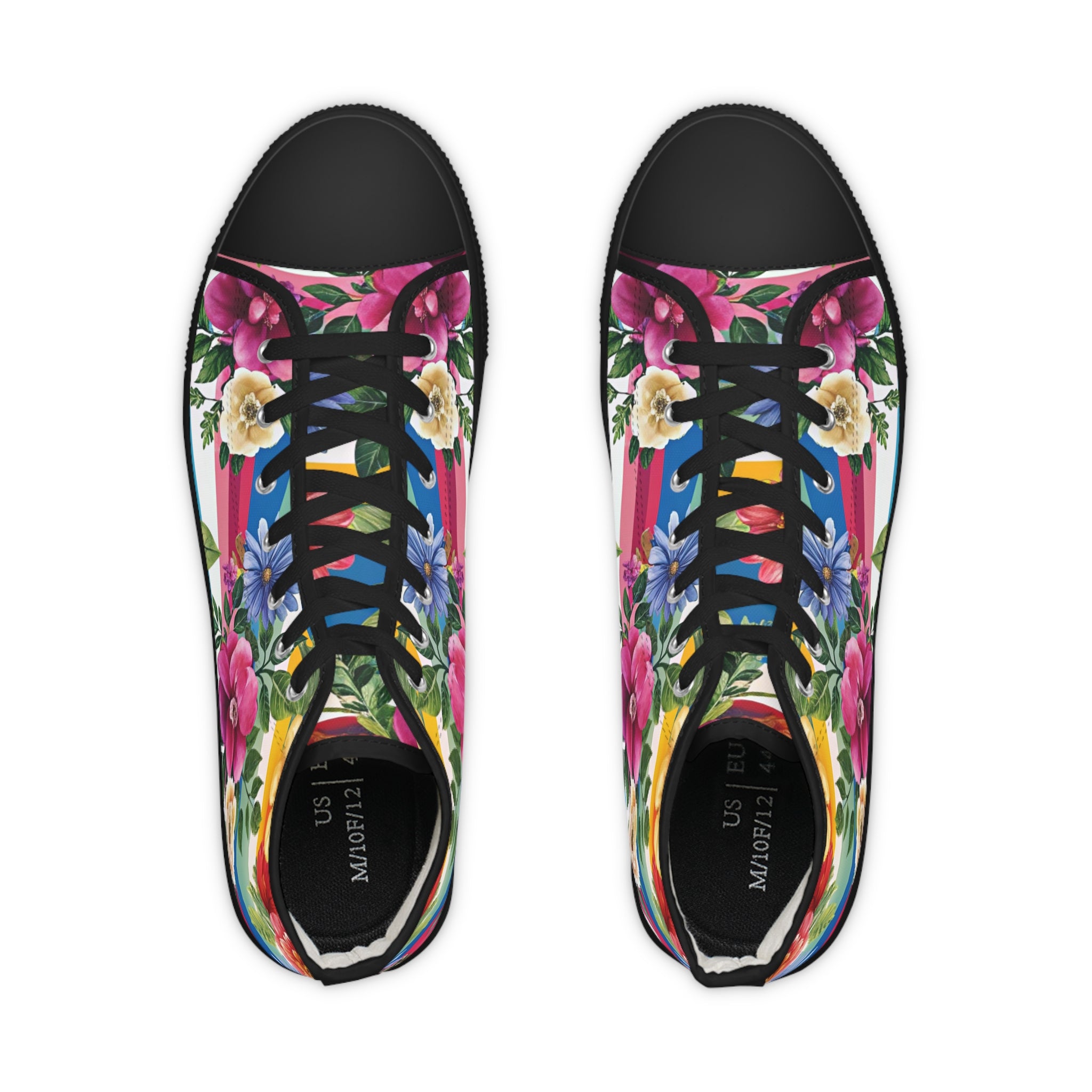Floral Stripe 4K II Men's High Top Sneakers, Artsulli - Art is Long, Life is Short, Shoes, , , , , , , 