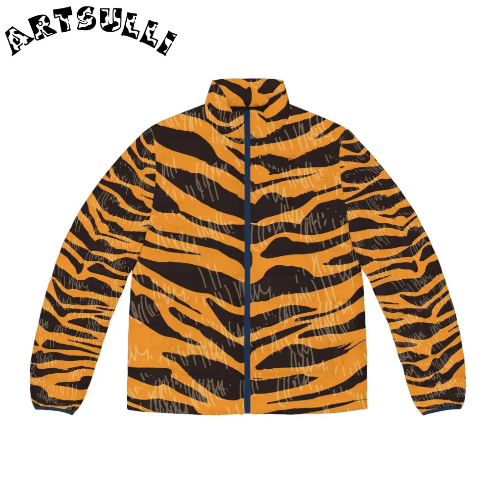 JAKKOUTTHEBXX Tiger Scratches Orange & Black Men’s Puffer Jacket