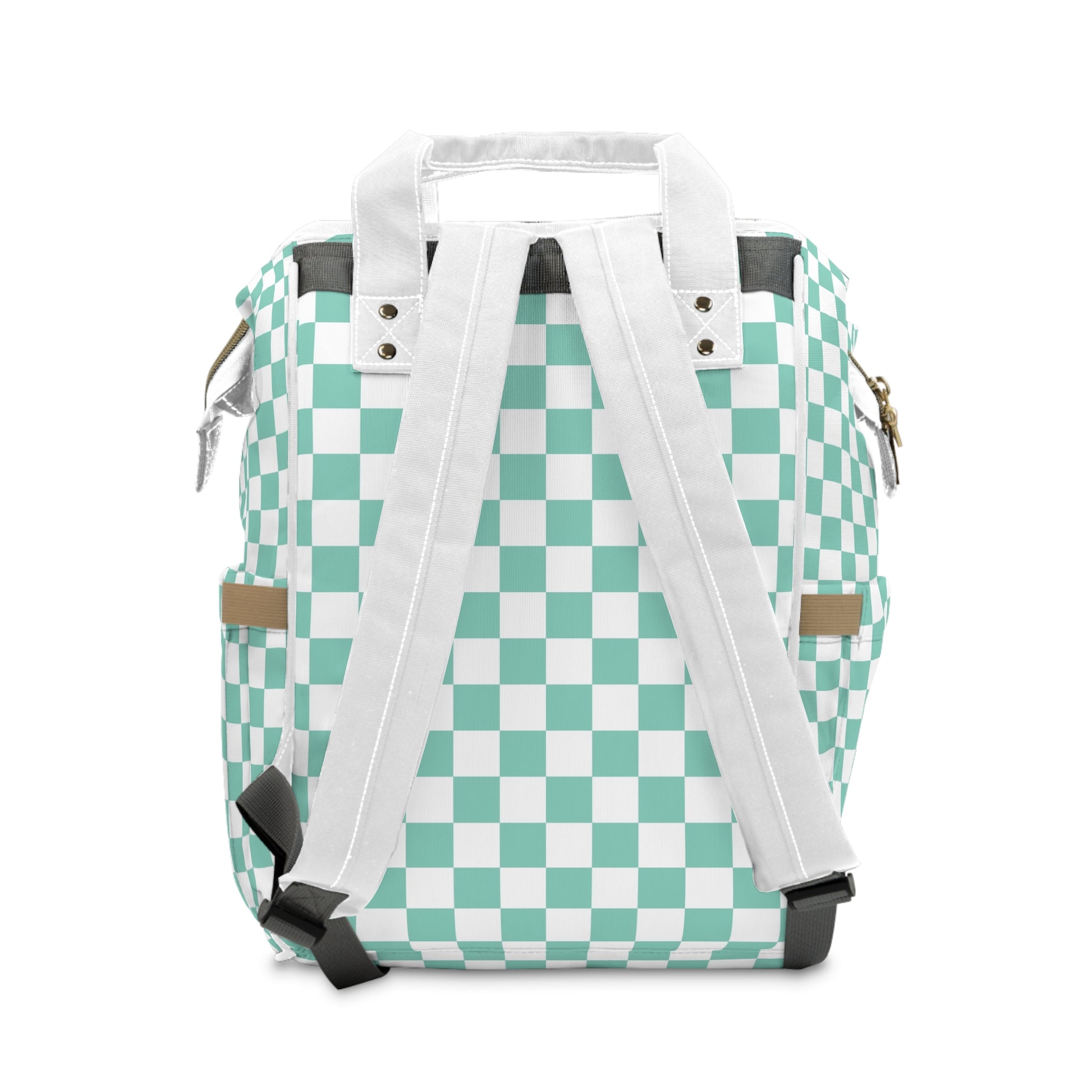 Checkerboard Black and Blue Multifunctional Diaper Backpack, Artsulli - Art is Long, Life is Short, Bags, , , , , , , 