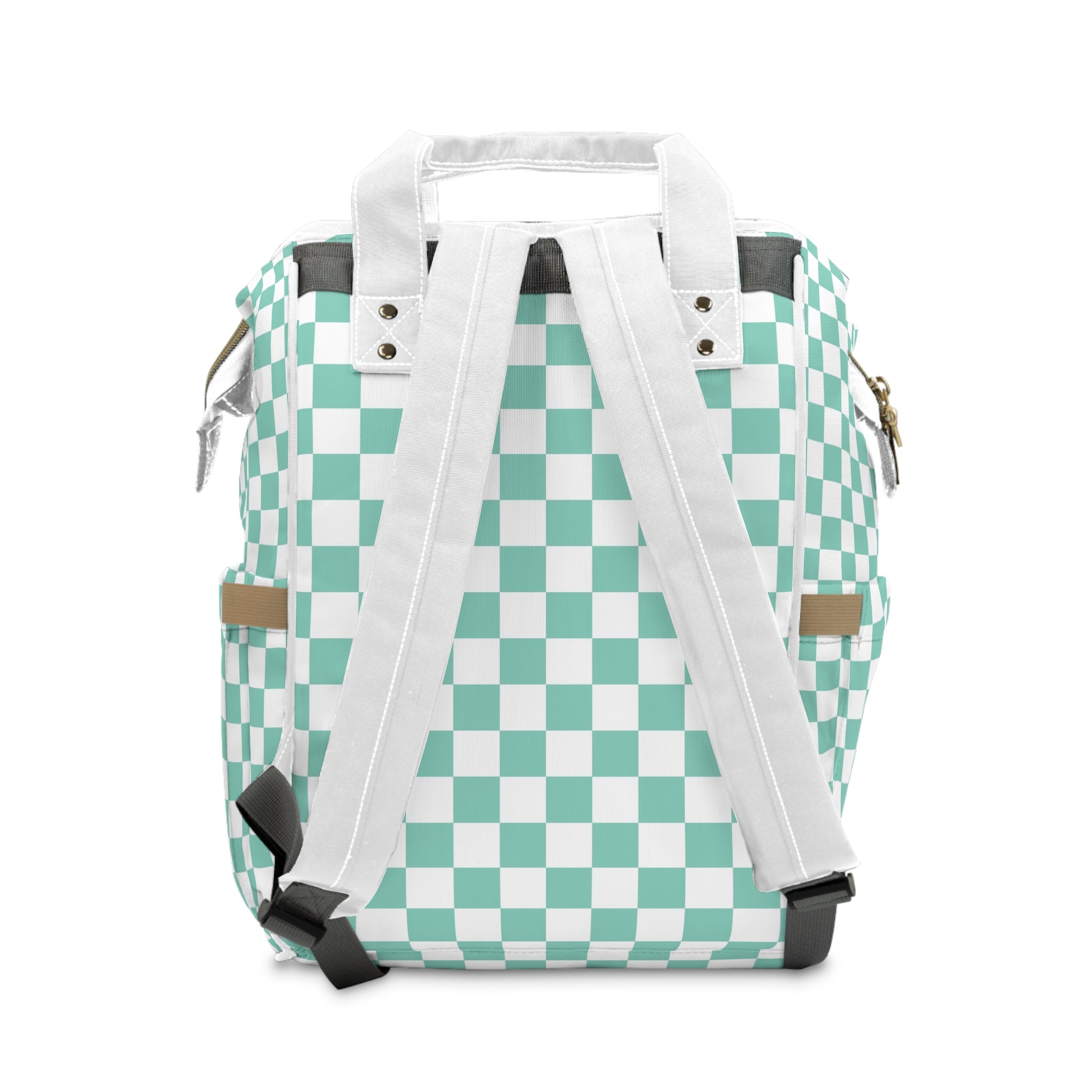Checkerboard Black and Blue Multifunctional Diaper Backpack, Artsulli - Art is Long, Life is Short, Bags, , , , , , , 