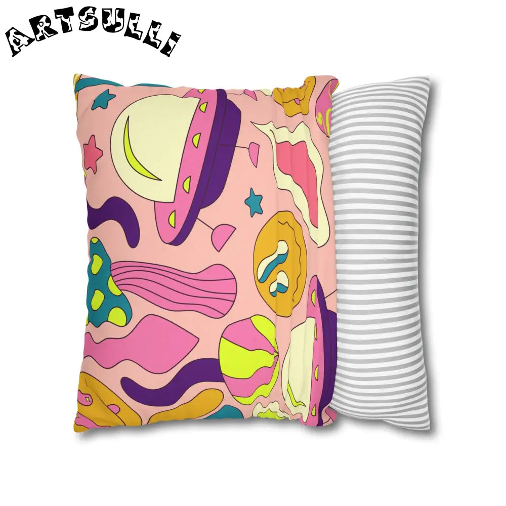 JAKKOUTTHEBXX Trippy Spaceships Pink Spun Polyester Square