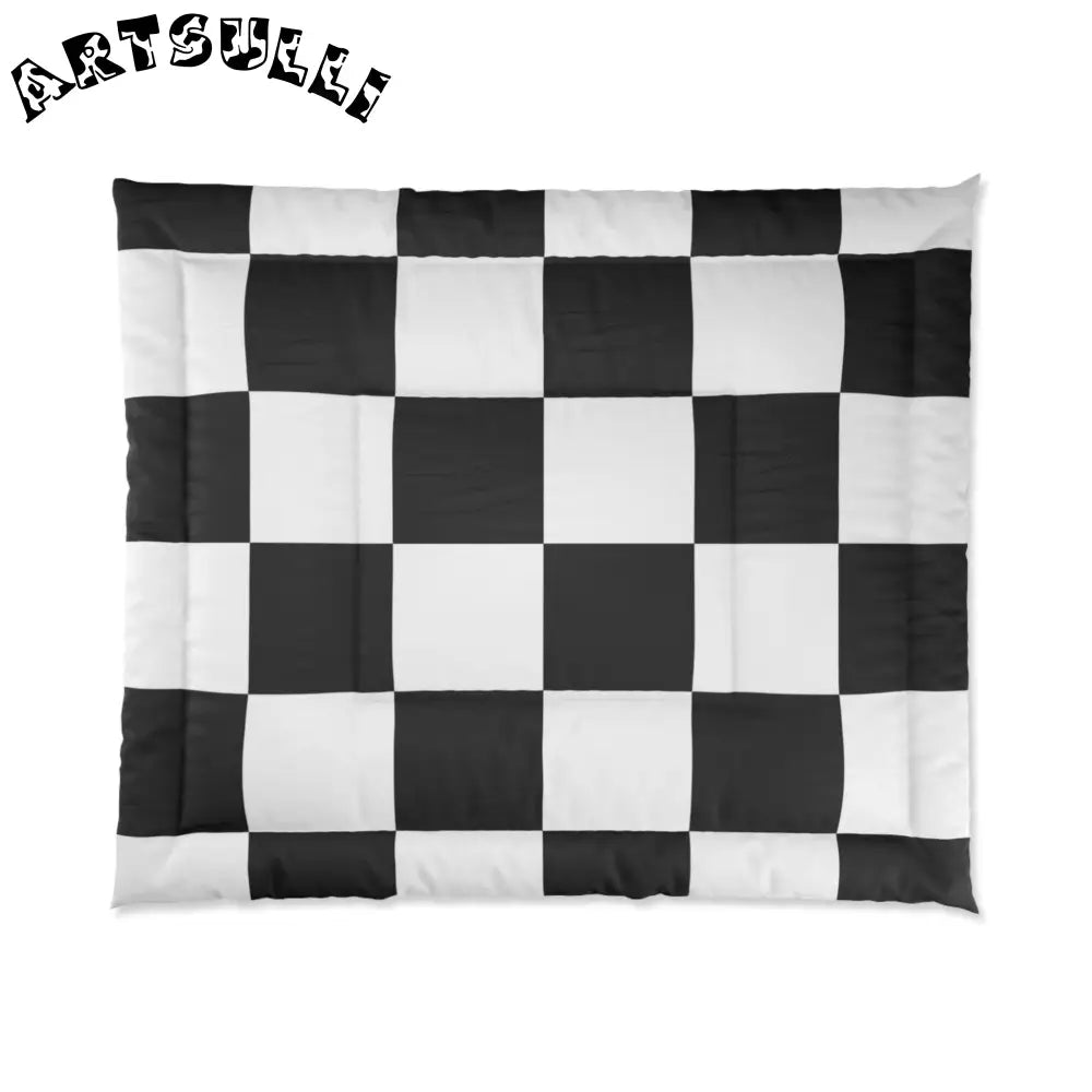 JAKKOUTTHEBXX Checkerboard Black and White Comforter JAKKOUTTHEBXX