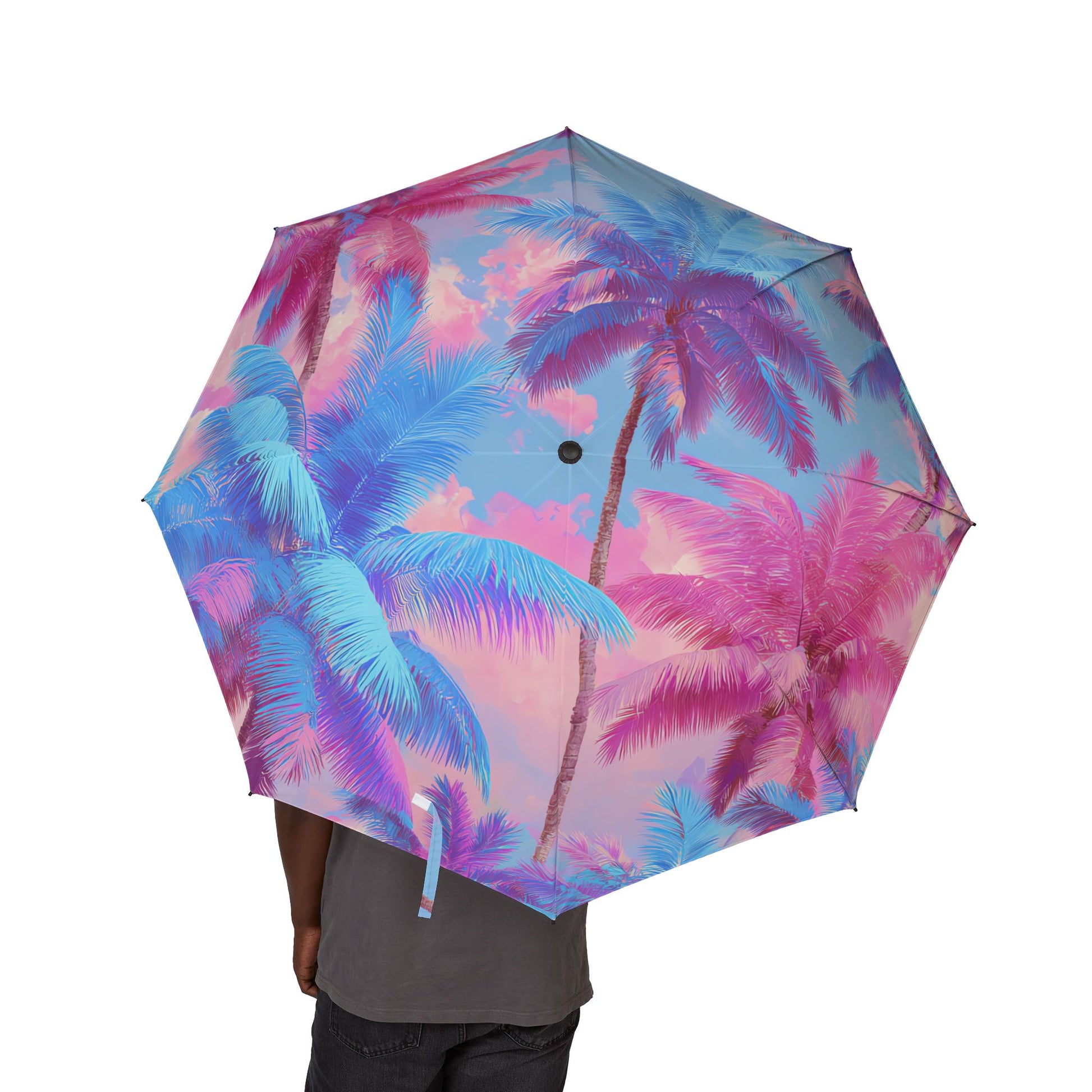 Ethereal Pastel Palms Semi-Automatic Foldable Umbrella, Artsulli - Art is Long, Life is Short, Accessories, , , , , , , 