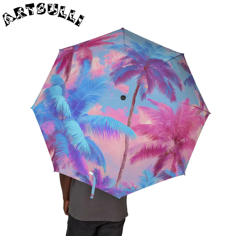 JAKKOUTTHEBXX Ethereal Pastel Palms Semi-Automatic Foldable Umbrella