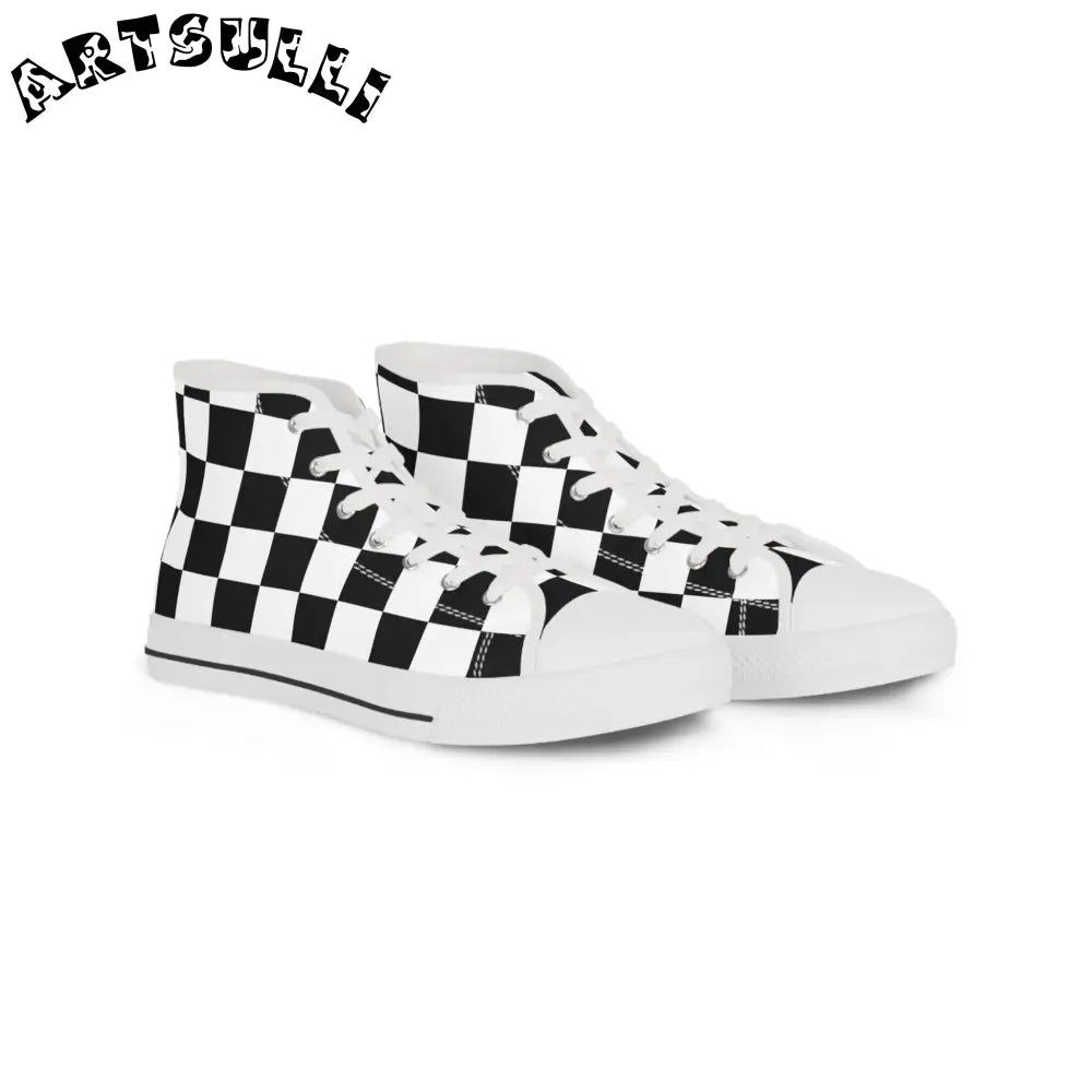 JAKKOUTTHEBXX Checkerboard Black and White Men’s High Top Sneakers