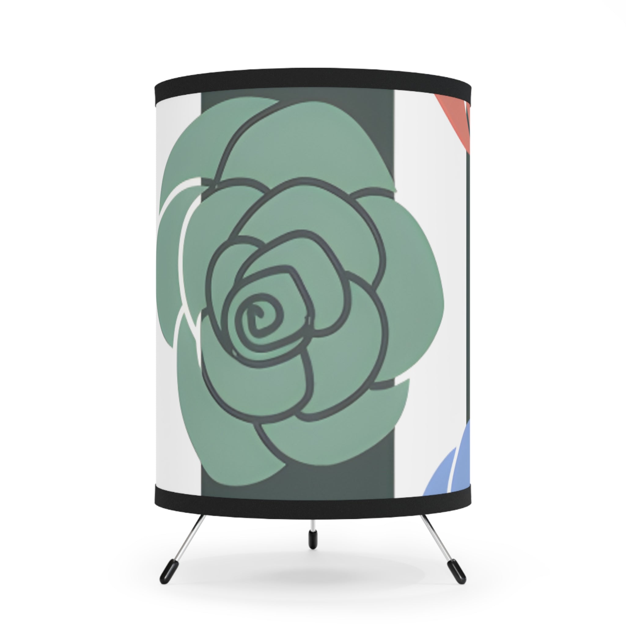 Stripes x Roses Black and White Tripod Lamp with High-Res Printed Shade, US\CA plug, Artsulli - Art is Long, Life is Short, Home Decor, Size, One size, Color, Black, , , 11762811648595