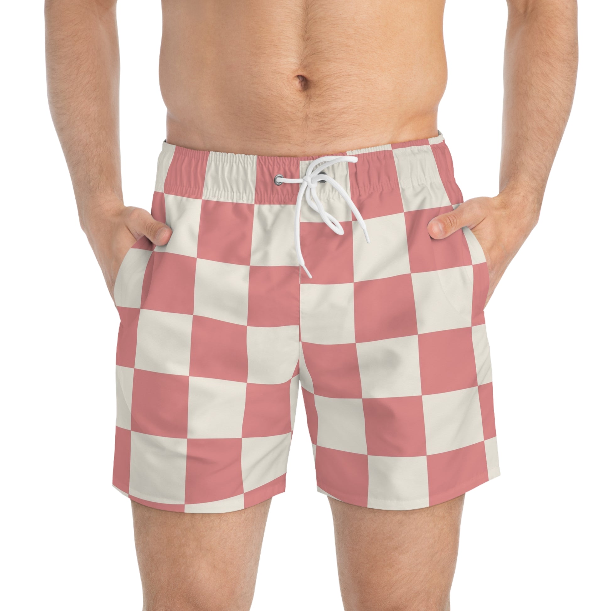 Retro Checkered Grassland Sprites Swim Trunks (AOP), Artsulli - Art is Long, Life is Short, All Over Prints, , , , , , , 