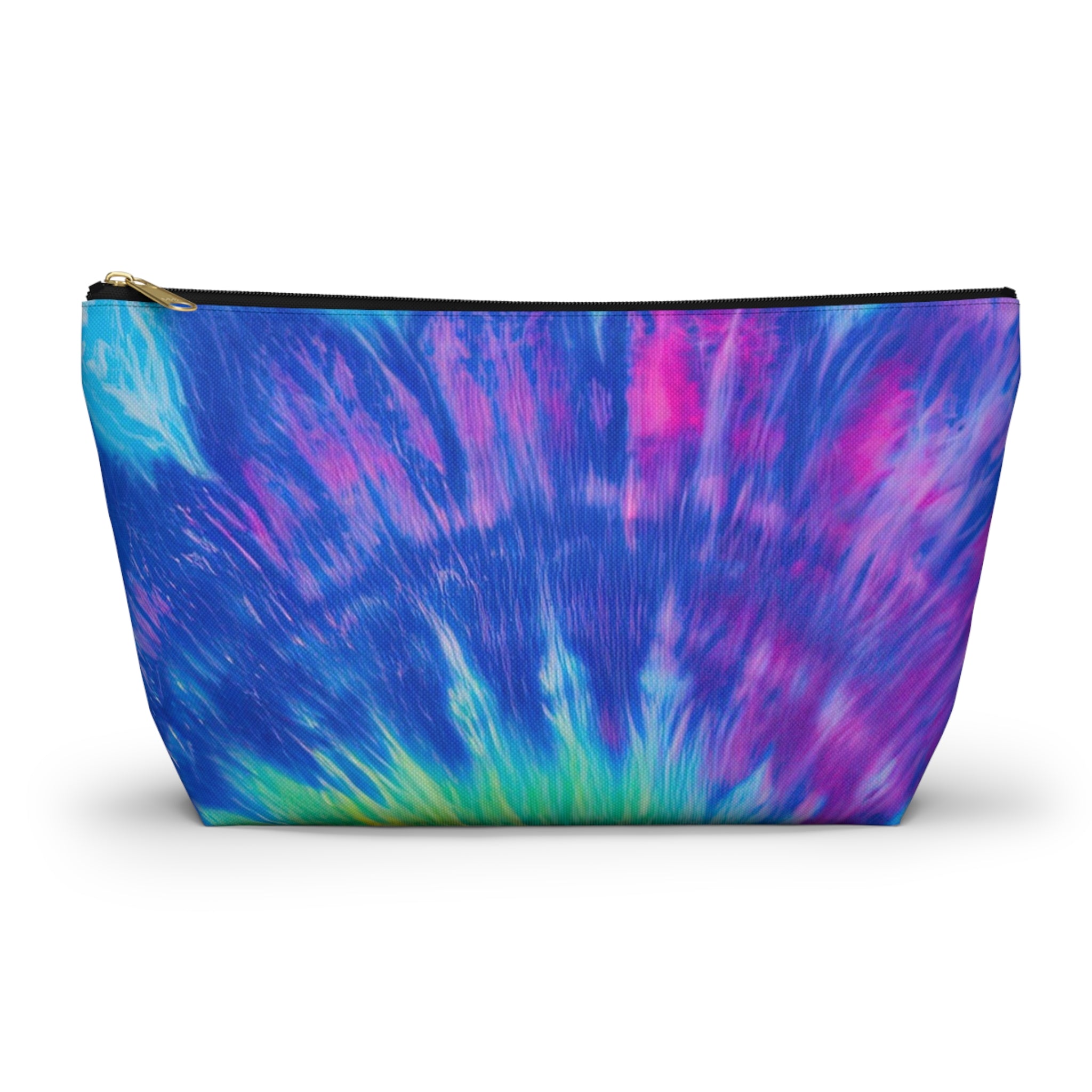 Psychedelic Tie Dye Accessory Pouch w T-bottom, Artsulli - Art is Long, Life is Short, Bags, Size, Large, Color, Black zipper, , , 22050478027389507584