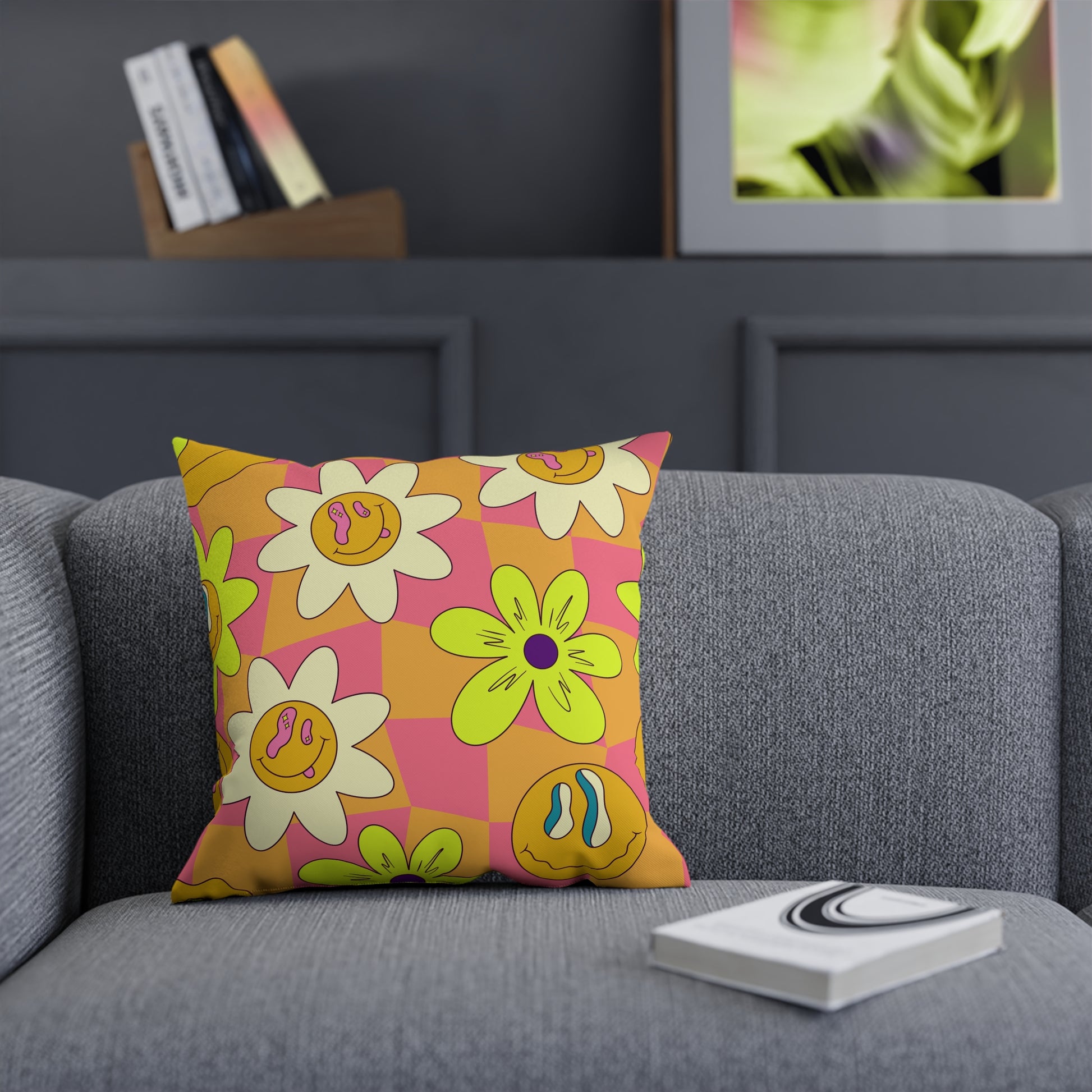 Trippy Sour Face Rave Cushion, Artsulli - Art is Long, Life is Short, Home Decor, , , , , , , 