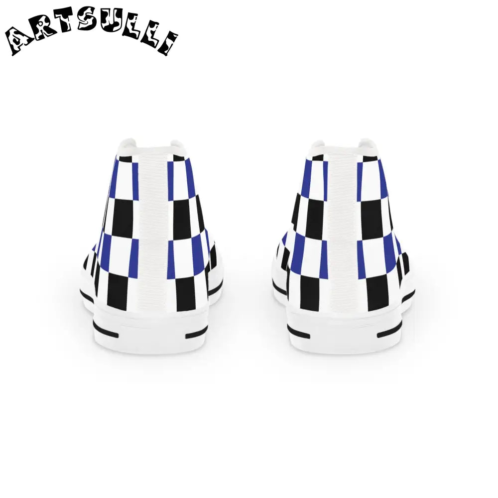JAKKOUTTHEBXX Checkerboard Blue White and Black Men’s High Top