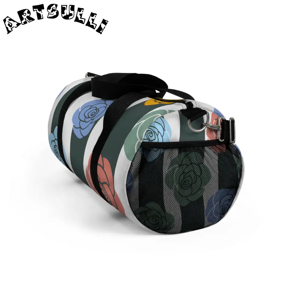 JAKKOUTTHEBXX Stripes x Roses Black and White Duffel Bag