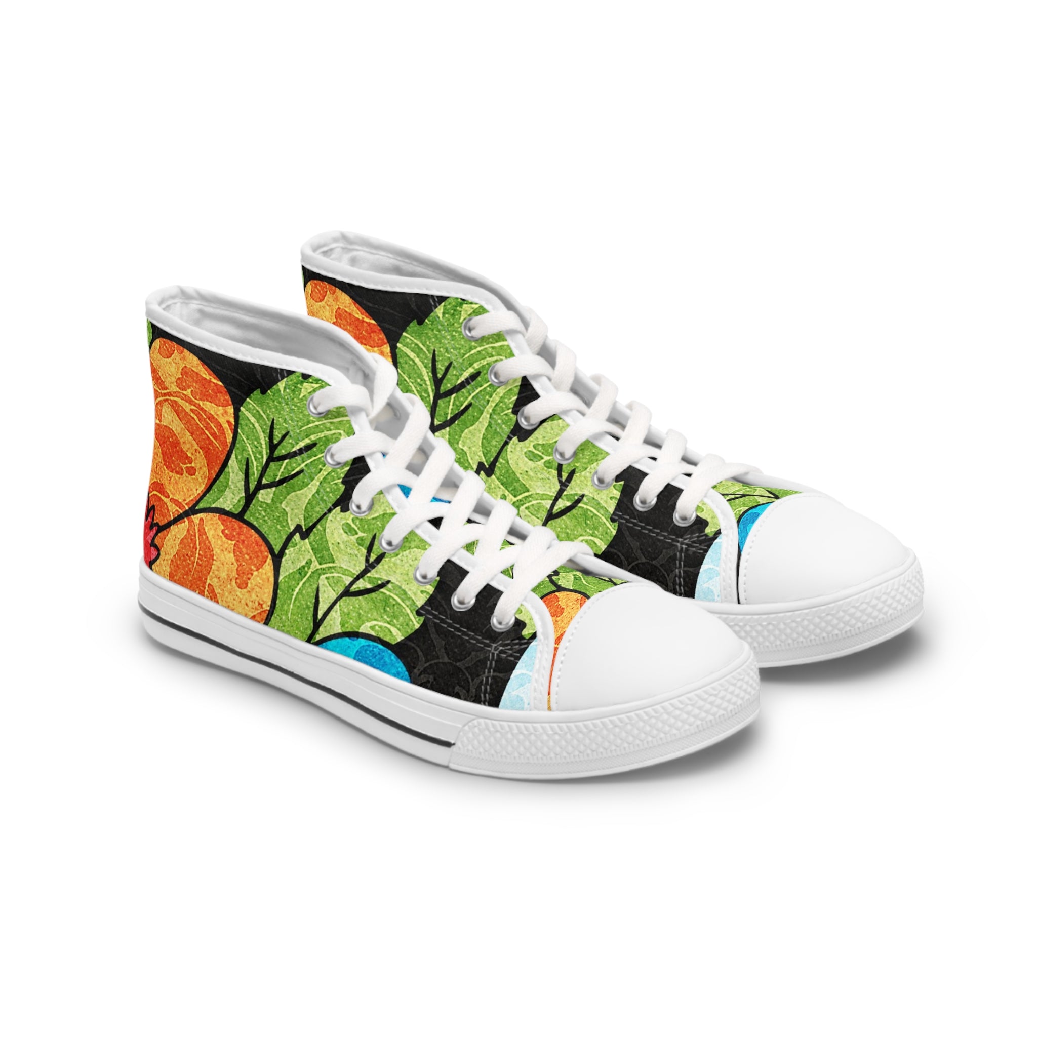 Groovy Black Floral Kl Women's High Top Sneakers, Artsulli - Art is Long, Life is Short, Shoes, Size, US 5.5, Color, White sole, , , 18451728151581011469