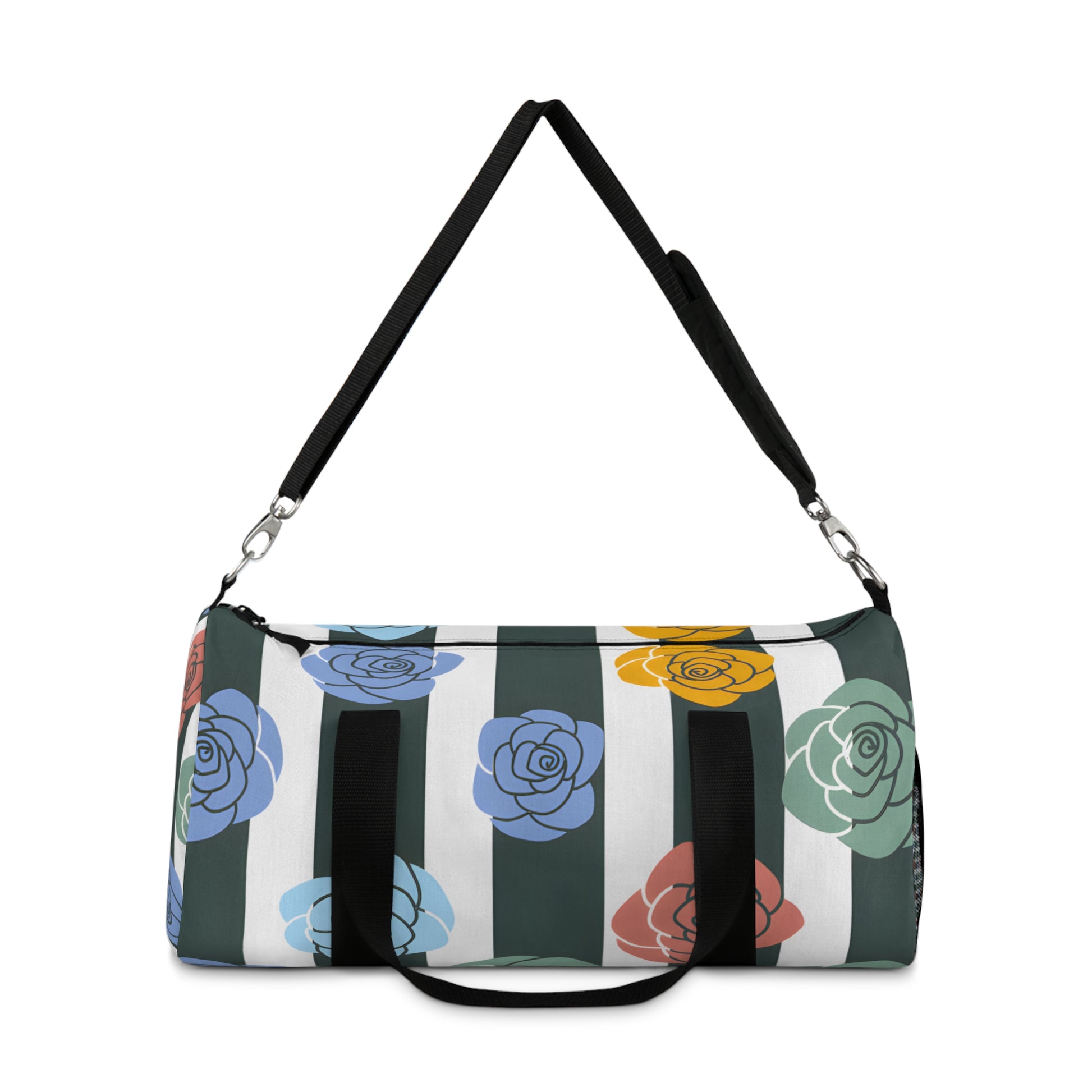 Stripes x Roses Black and White Copy of Duffel Bag, Artsulli - Art is Long, Life is Short, Bags, , , , , , , 