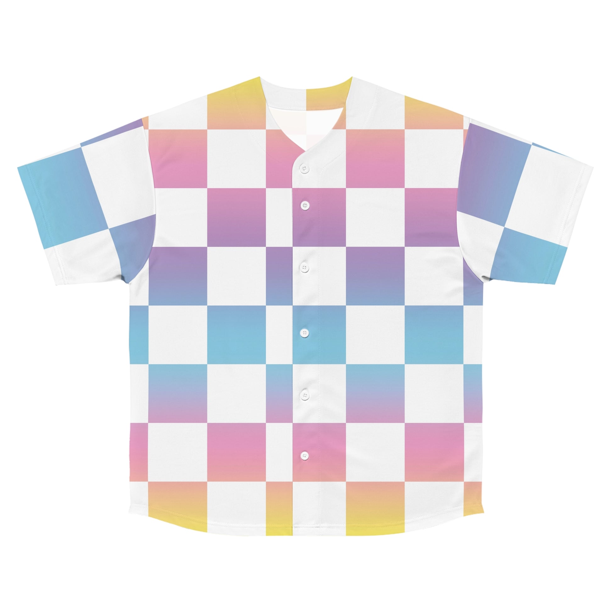 Vaporwave Check Men's Baseball Jersey (AOP), Artsulli - Art is Long, Life is Short, All Over Prints, Size, S, Color, Seam thread color automatically matched to design, , , 29566397355750756958