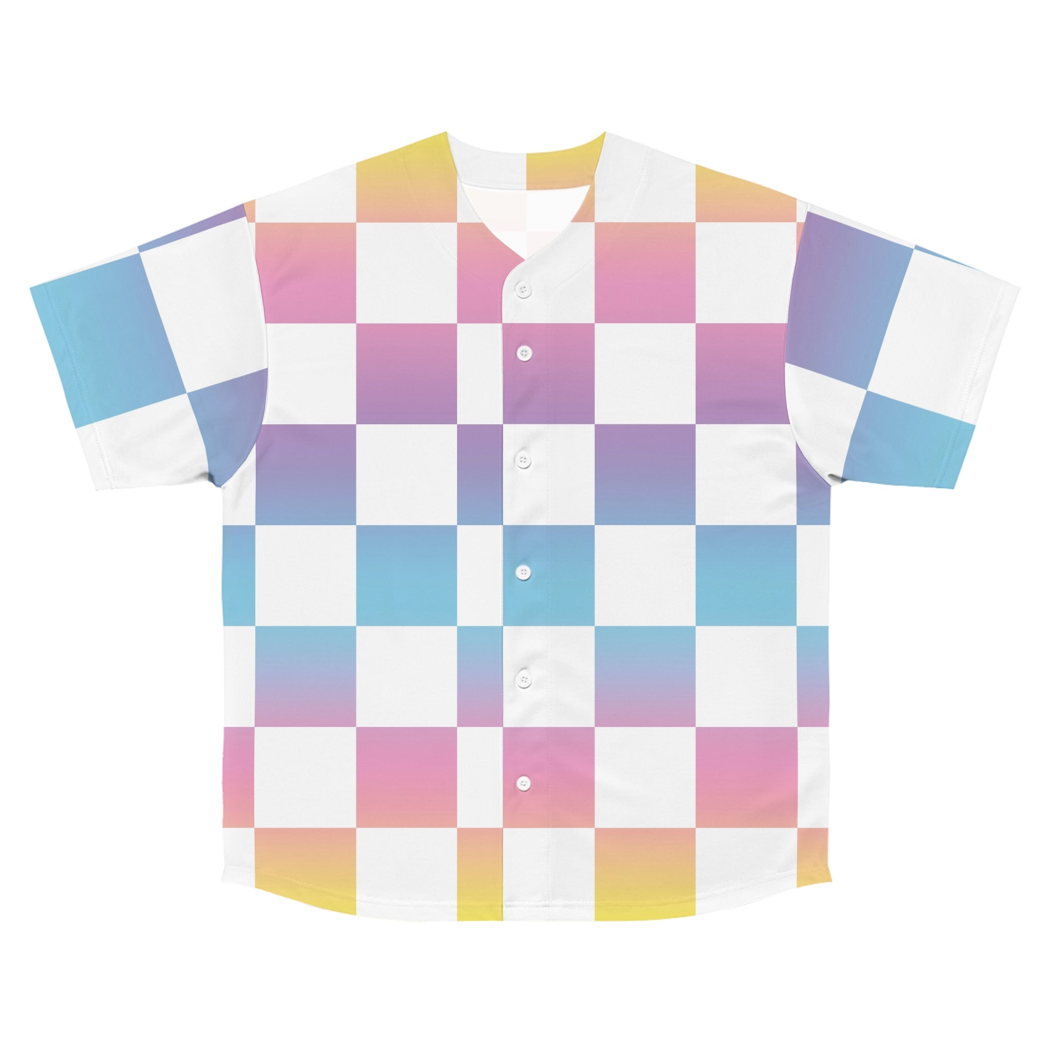 Vaporwave Check Men's Baseball Jersey (AOP), Artsulli - Art is Long, Life is Short, All Over Prints, Size, S, Color, Seam thread color automatically matched to design, , , 29566397355750756958