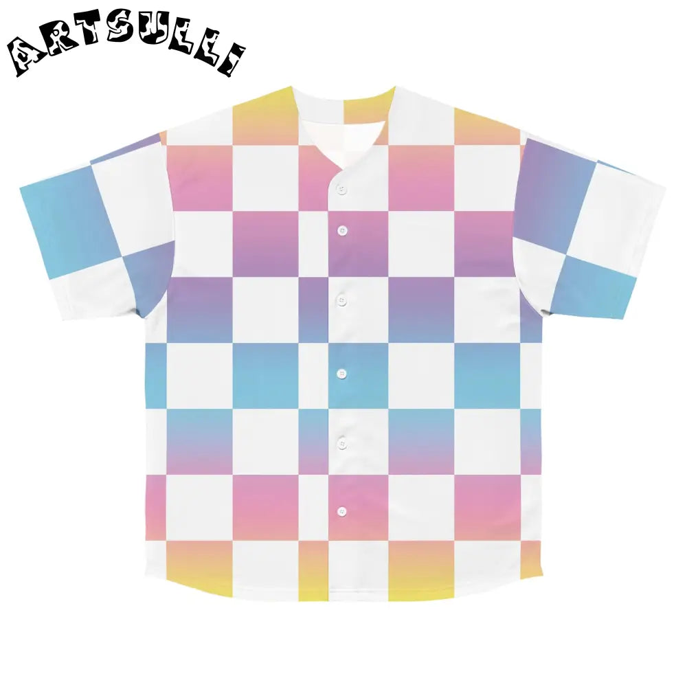 JAKKOUTTHEBXX Vaporwave Check Men’s Baseball Jersey (AOP)