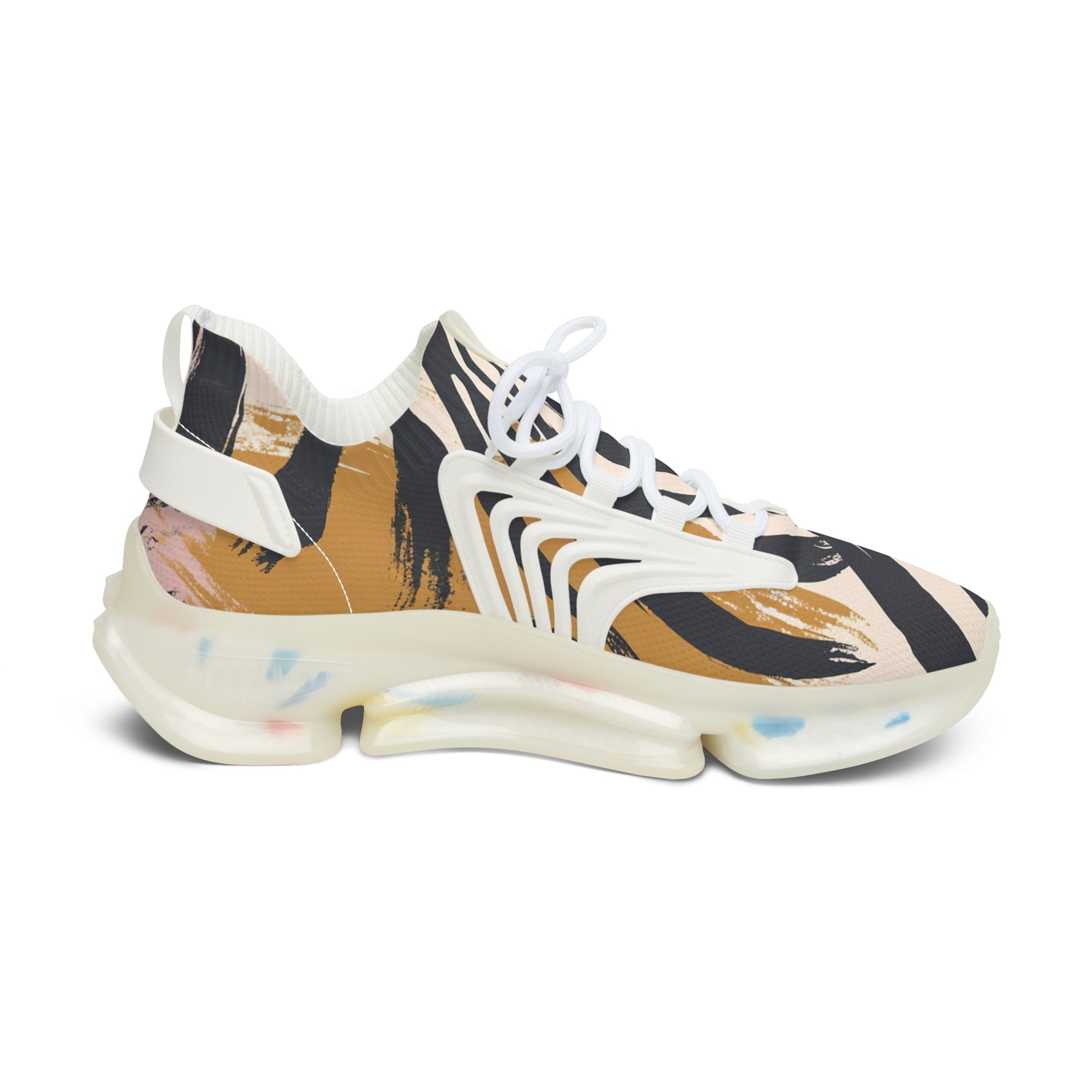Beige Zebra Jungle Flats Women's Mesh Sneakers, Artsulli - Art is Long, Life is Short, Shoes, , , , , , , 