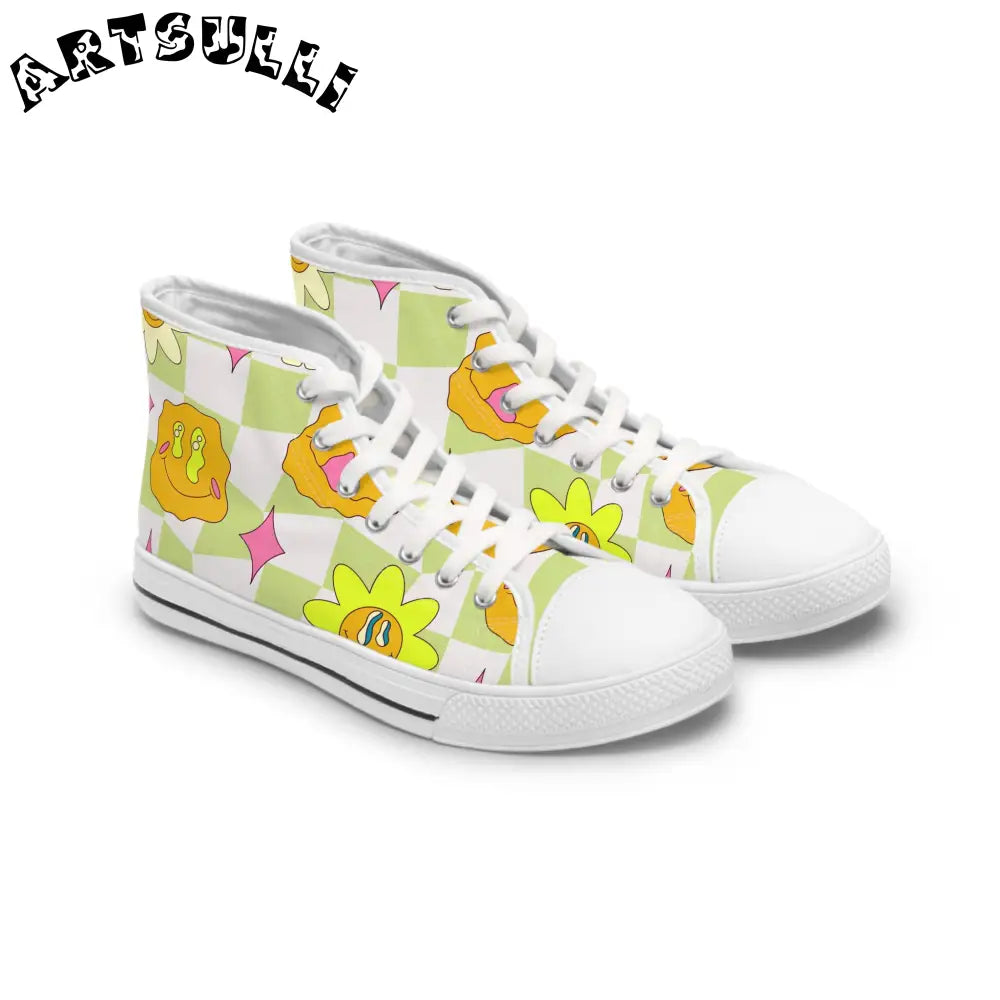 JAKKOUTTHEBXX Sunflower x Checkerboard Trippy Women’s High Top