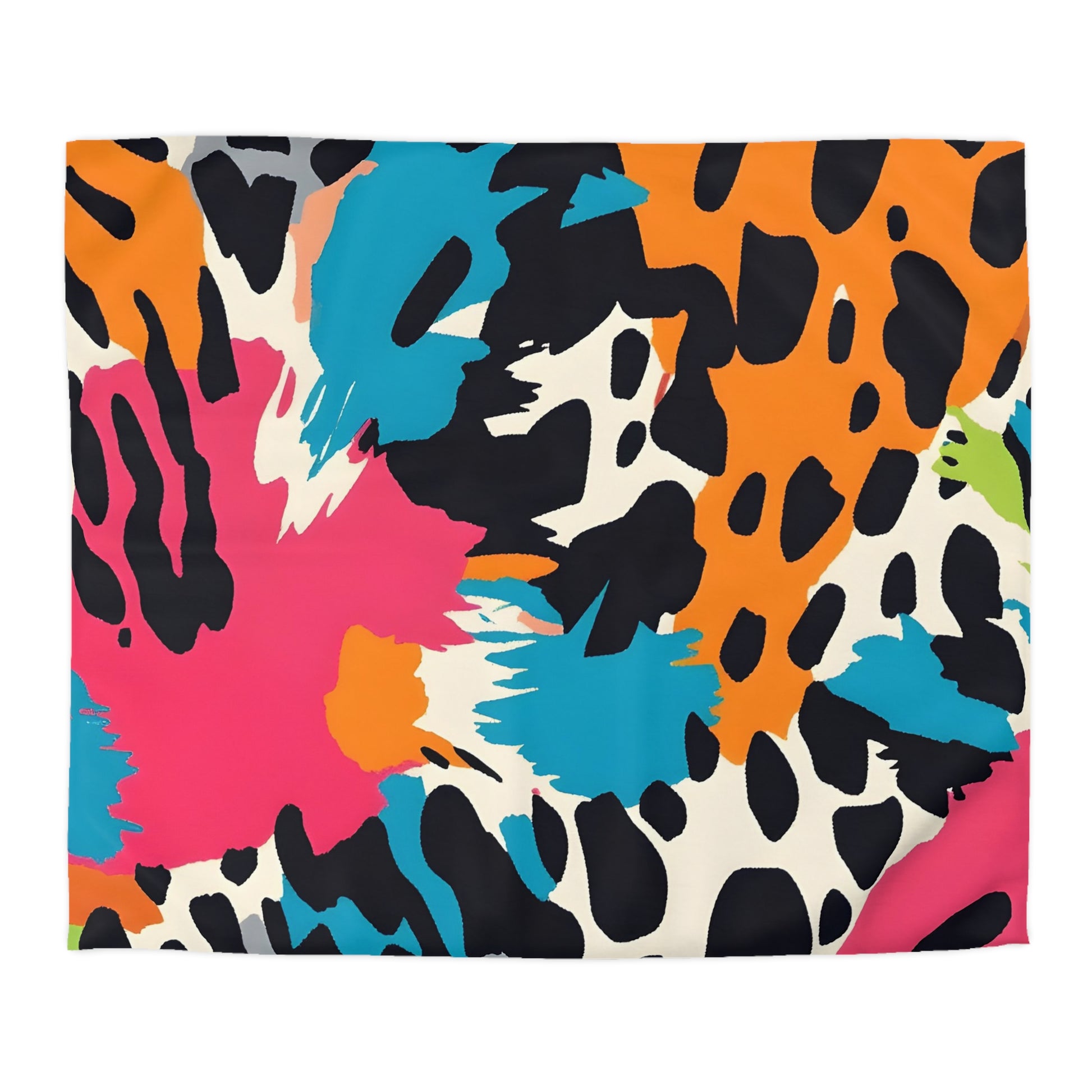 Wild Brush Strokes x Animal Print Multi-Color Microfiber Duvet Cover, Artsulli - Art is Long, Life is Short, Home Decor, Size, King, Color, Cream, , , 15880053426731936768