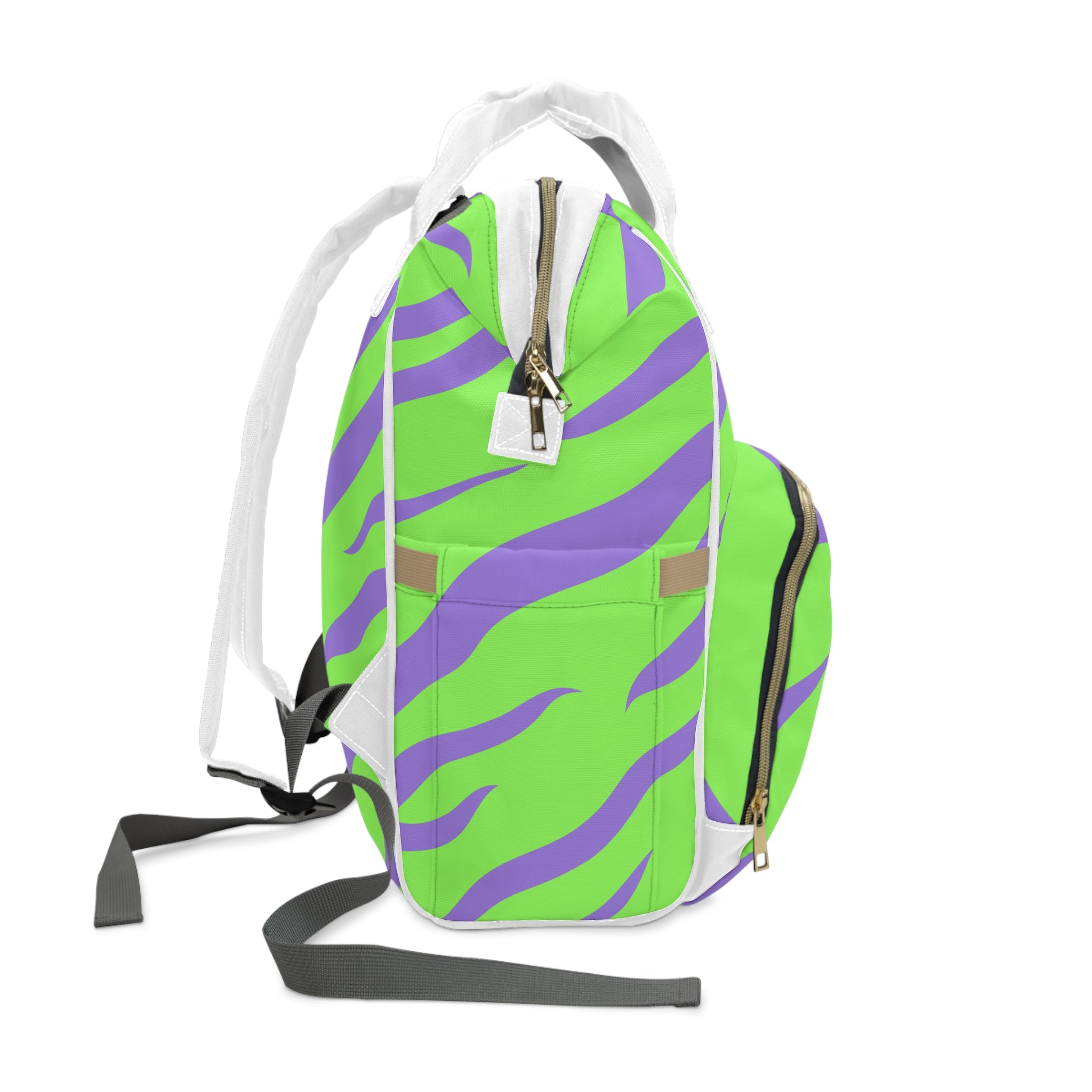Tyrannosaurus Print Green and Purple Multifunctional Diaper Backpack, Artsulli - Art is Long, Life is Short, Bags, , , , , , , 