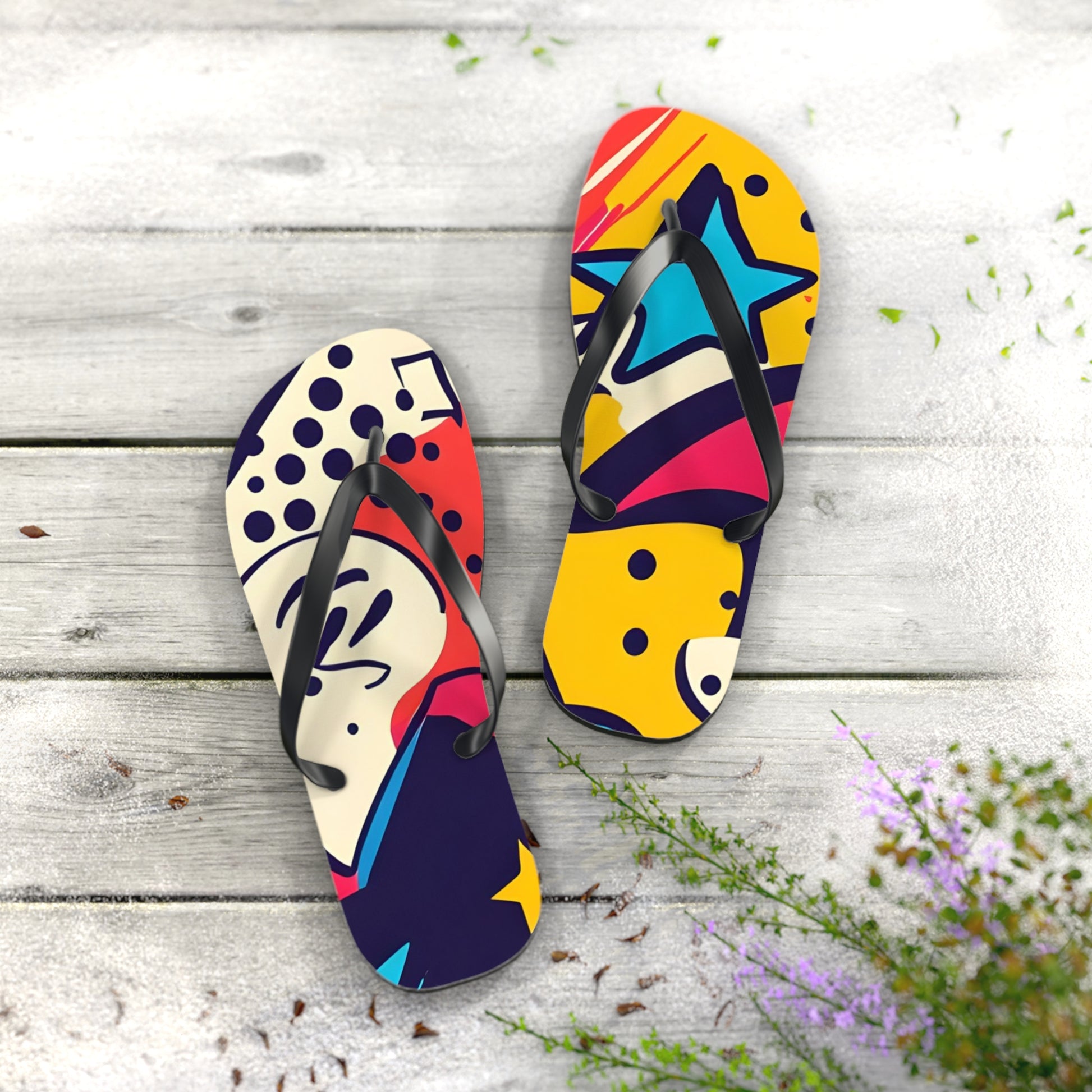 Comic x Pop Art Flip Flops, Artsulli - Art is Long, Life is Short, Shoes, , , , , , , 