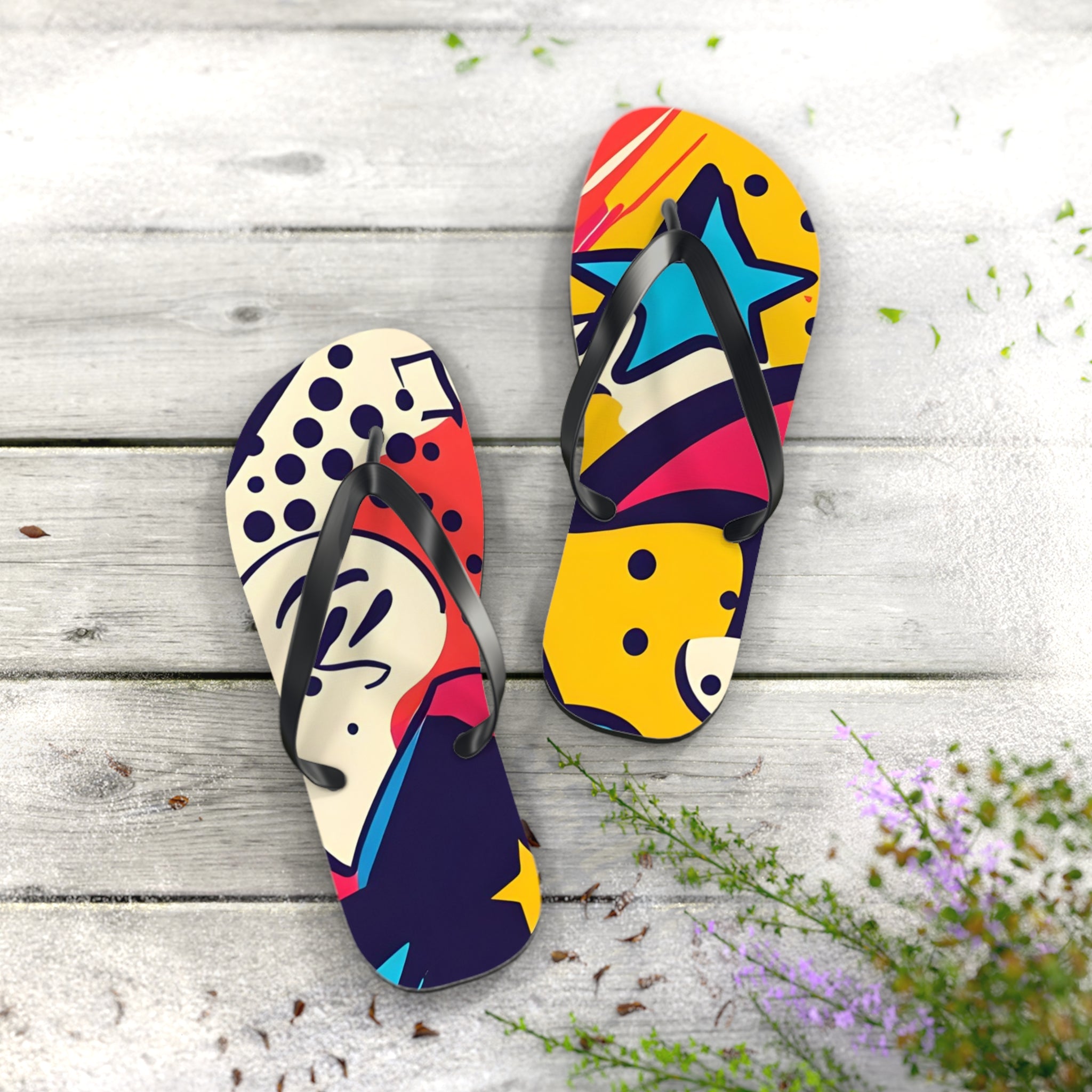 Comic x Pop Art Flip Flops, Artsulli - Art is Long, Life is Short, Shoes, , , , , , , 